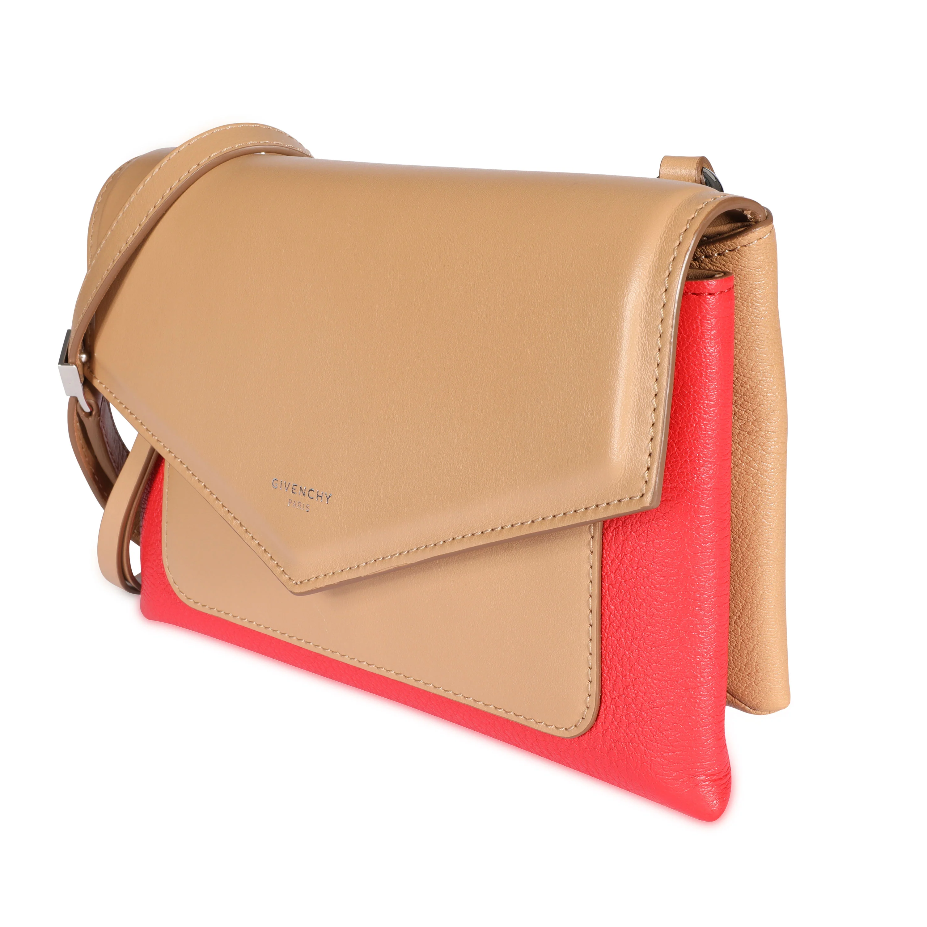 Beige & Red Leather Duetto Crossbody Bag - Image 2