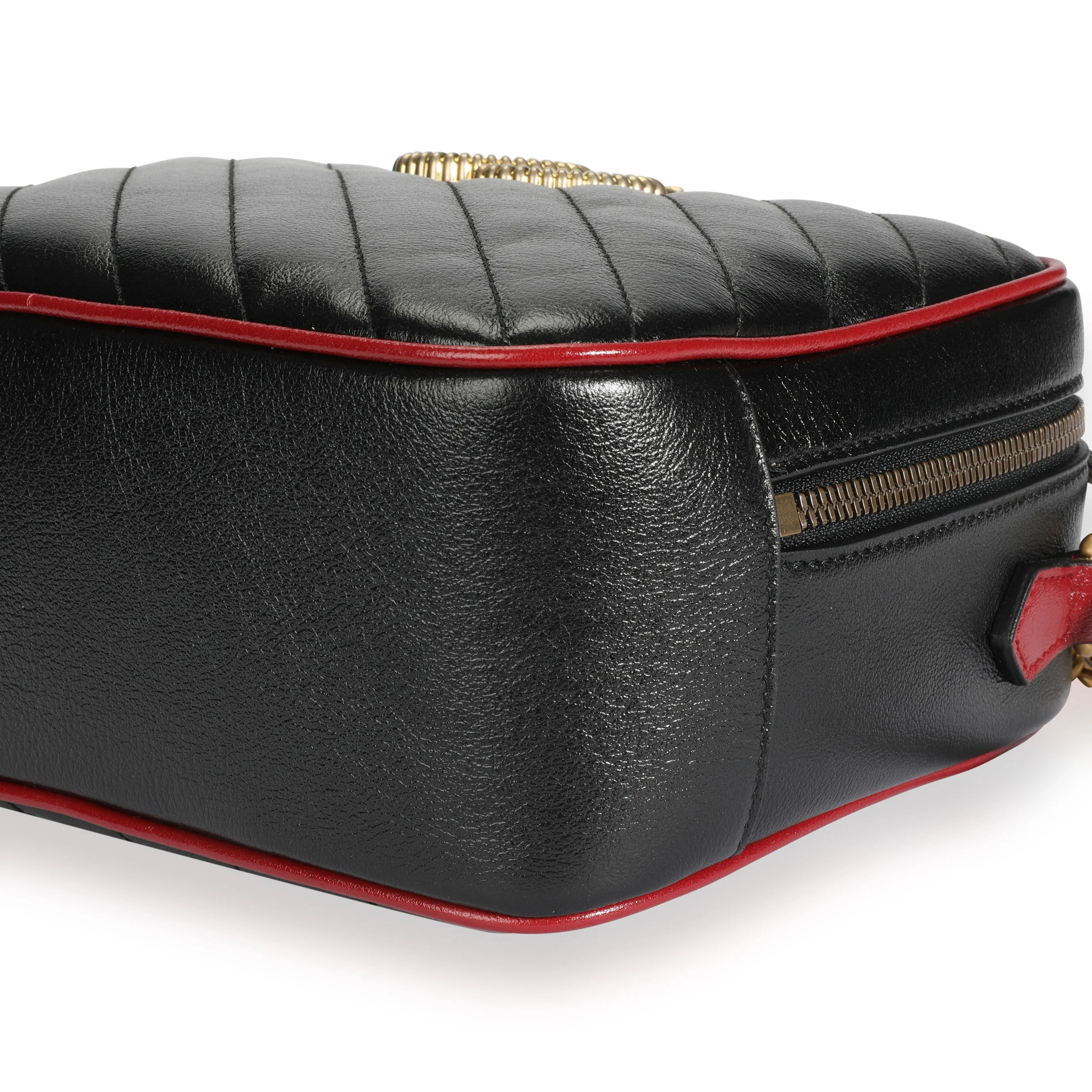 Black Matelassé Leather GG Marmont Bamboo Small Bag - Image 5