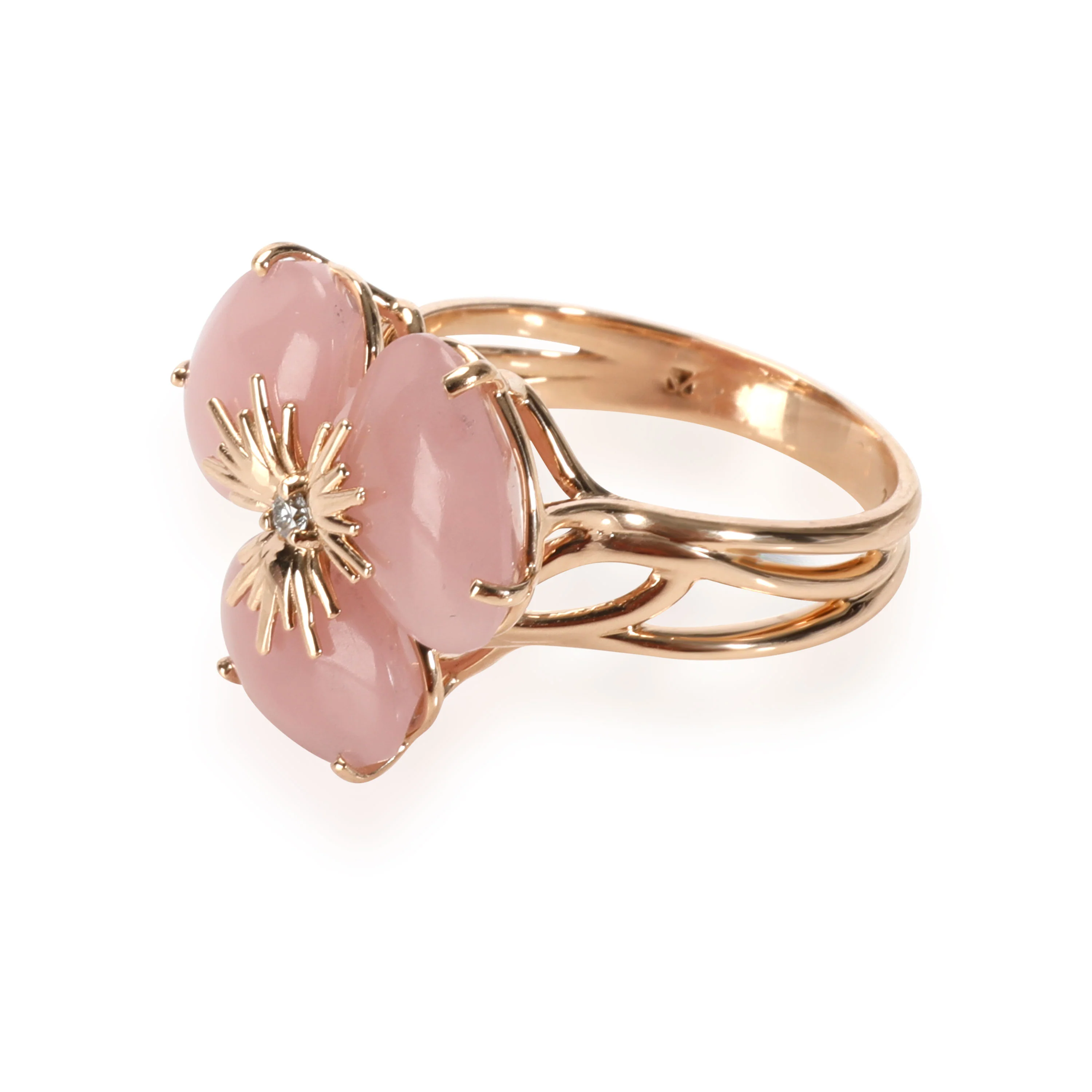Vianna Brasil Malva Quartz Diamond Flower Ring in 18K Rose Gold 0.02 CTW - Image 2