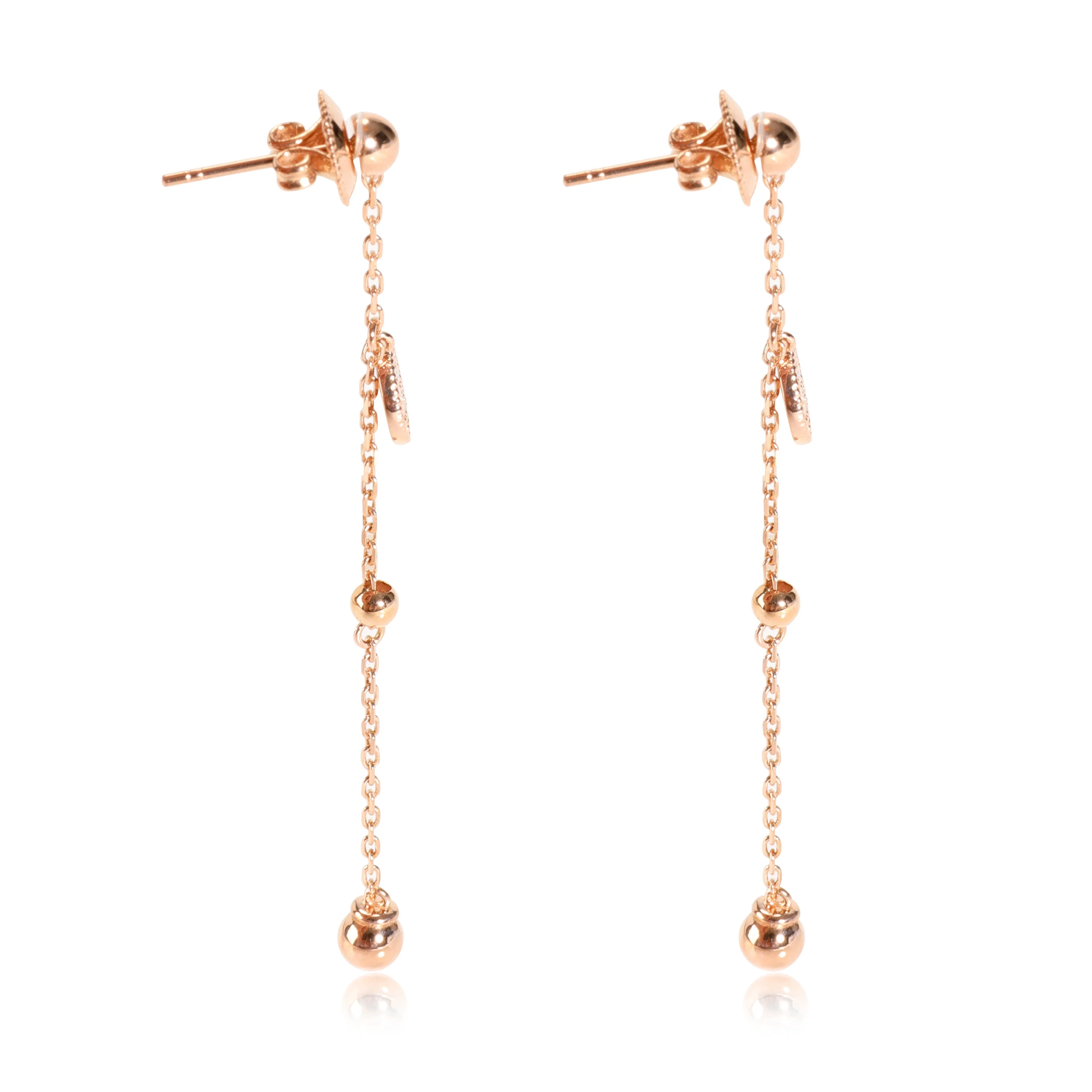 Chain Drop Earrings with Micro Pave Diamond Disc in 18K Rose Gold 0.19 CTW - Image 2