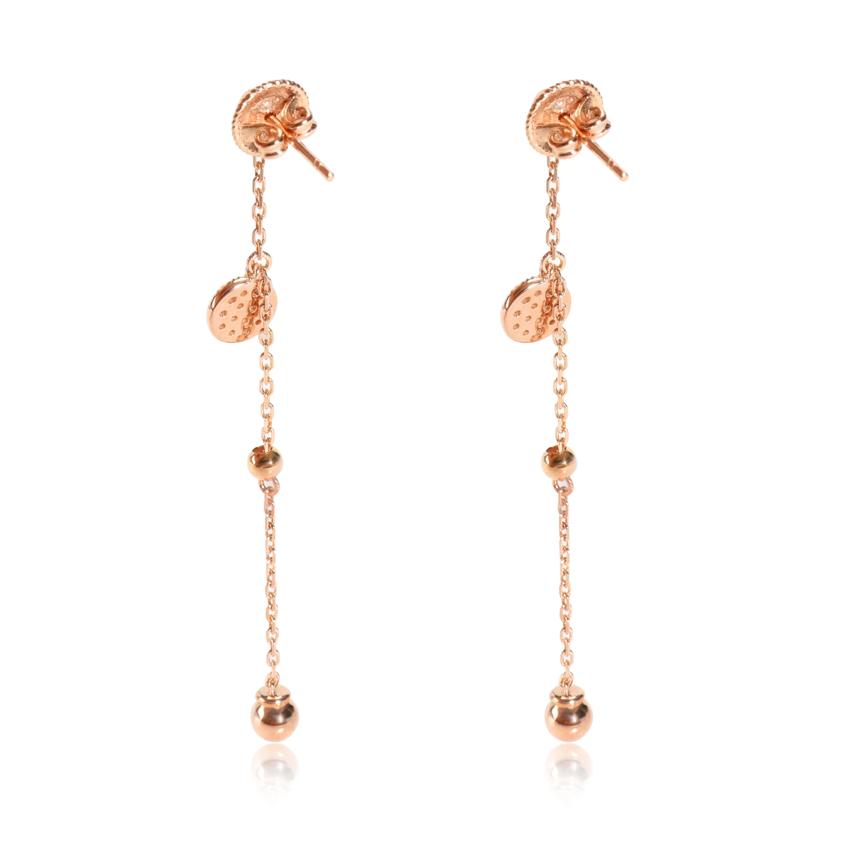Chain Drop Earrings with Micro Pave Diamond Disc in 18K Rose Gold 0.19 CTW - Image 3