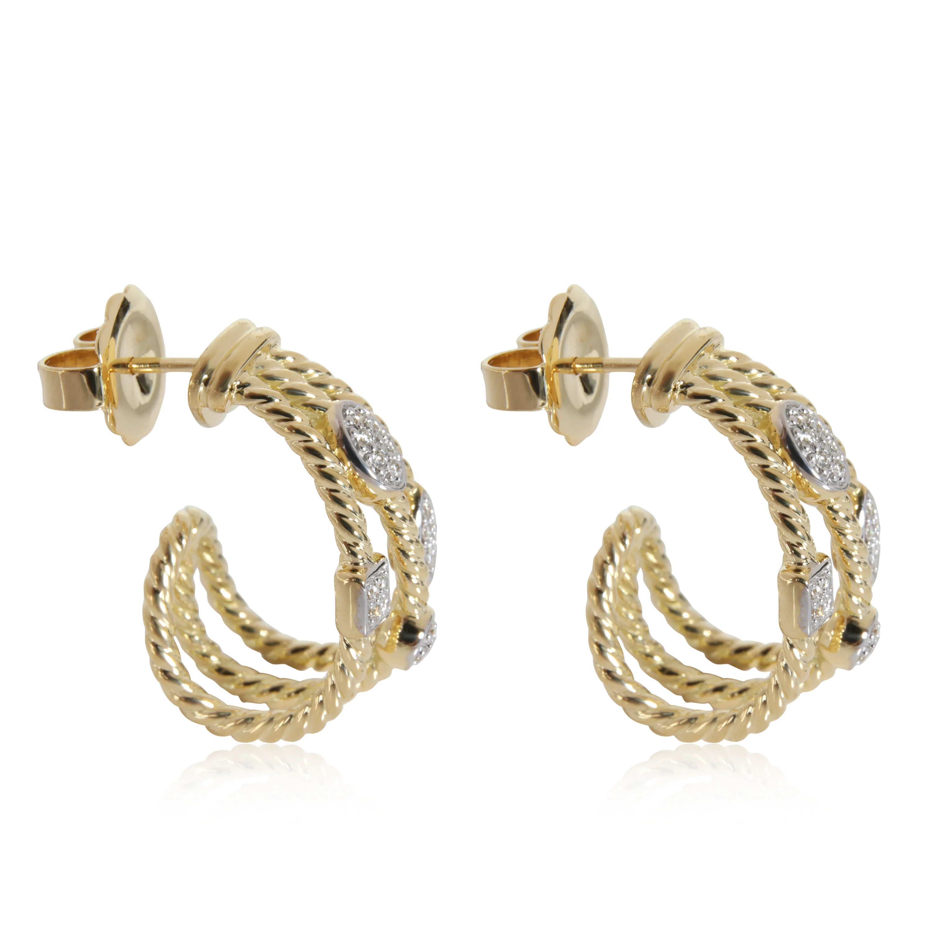 David Yurman Confetti Diamond Hoop Earrings in 18K Yellow Gold 0.15 Ctw - Image 2