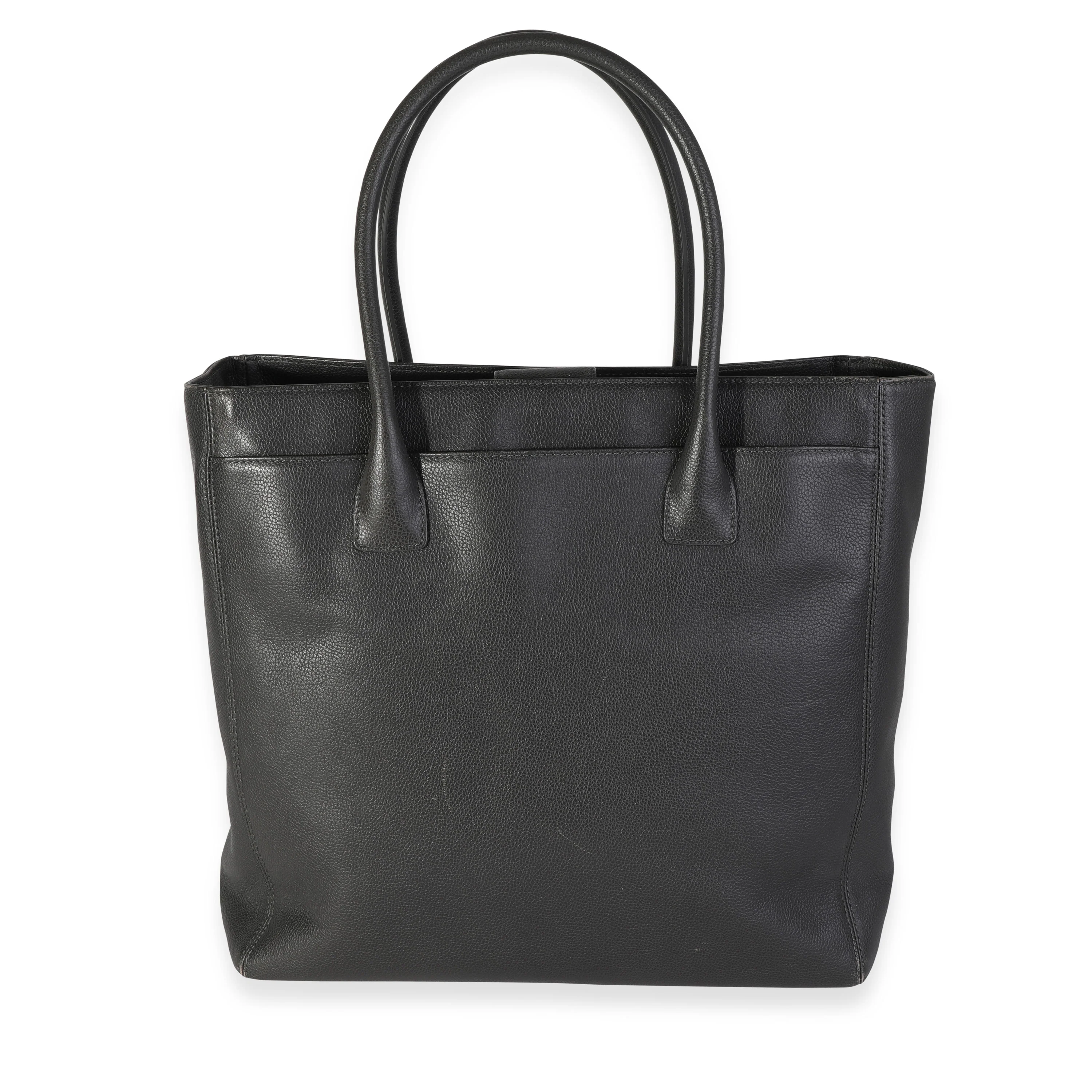 Chanel Anthracite Grained Calfskin Leather Tall Cerf Tote - Image 3