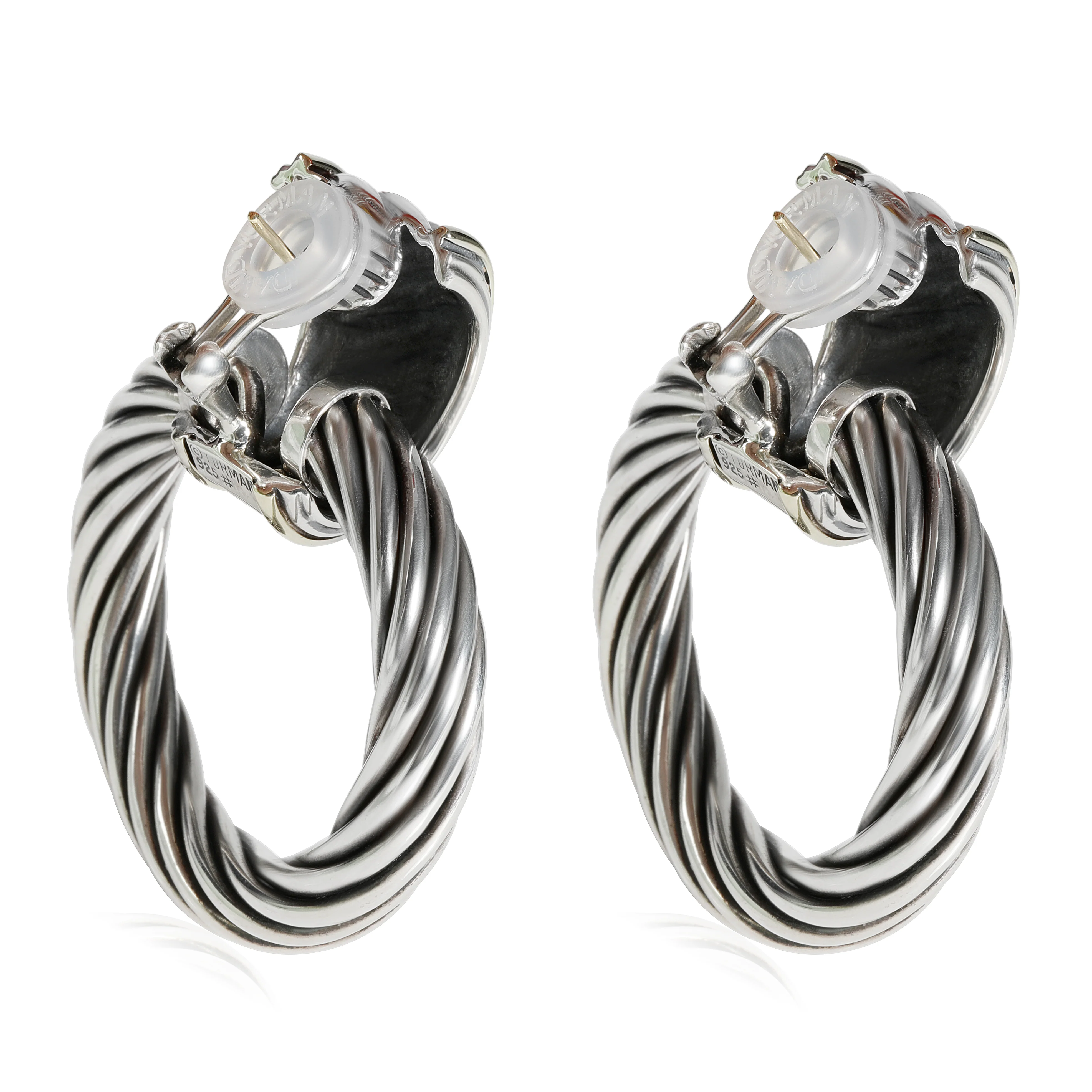 David Yurman Thoroughbred Earrings in 14K Yellow Gold/Sterling Silver - Image 3
