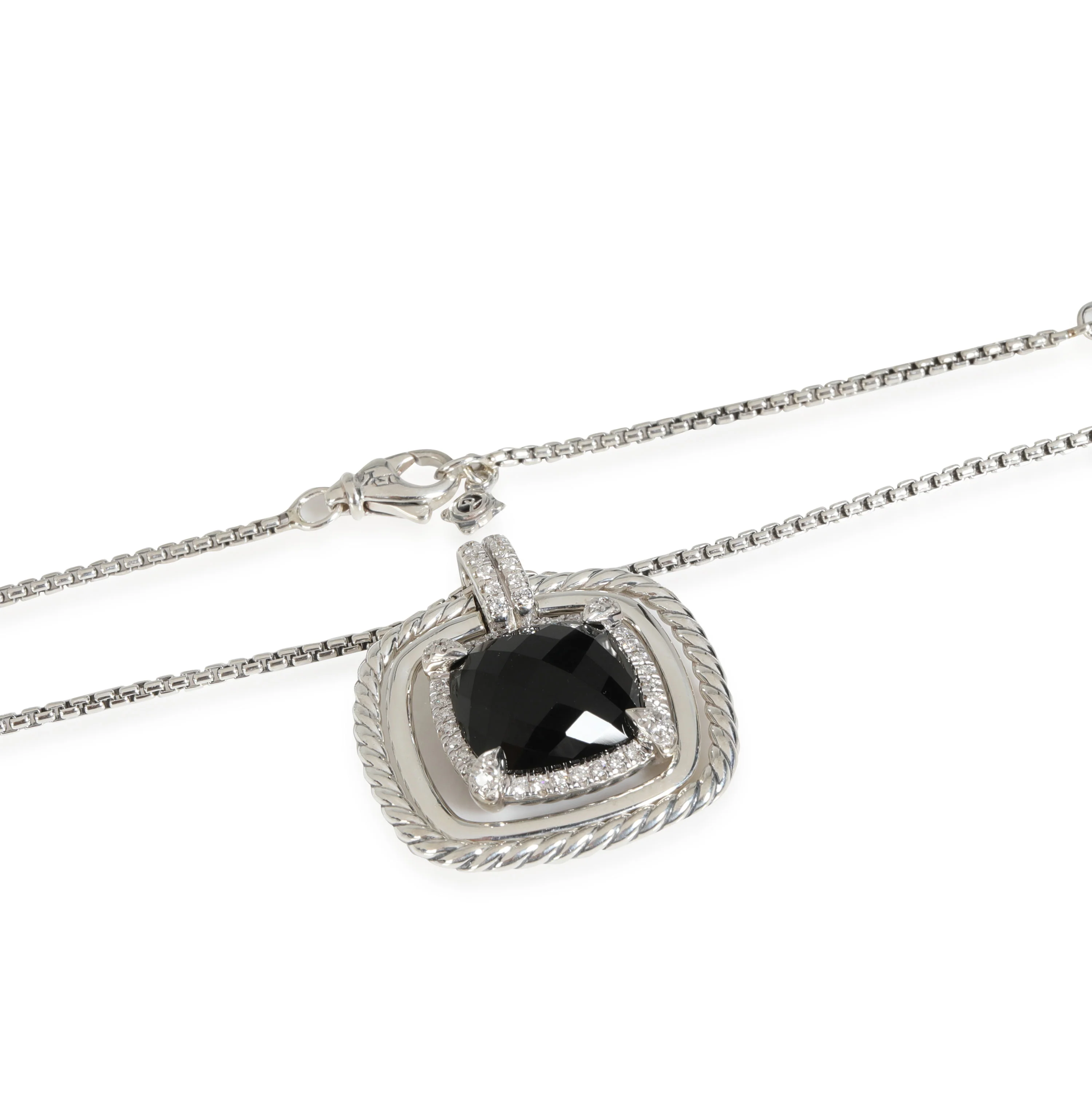 David Yurman Chatelaine Onyx Diamond Pendant in Sterling Silver 0.46 CTW - Image 3