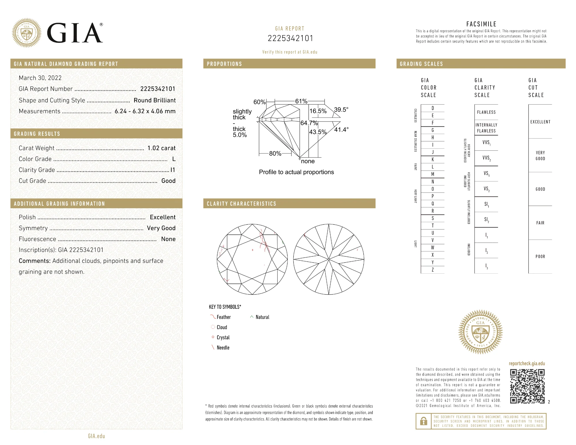 GIA Certified 1.02 Ct Round cut L I1 Loose Diamond - Image 2