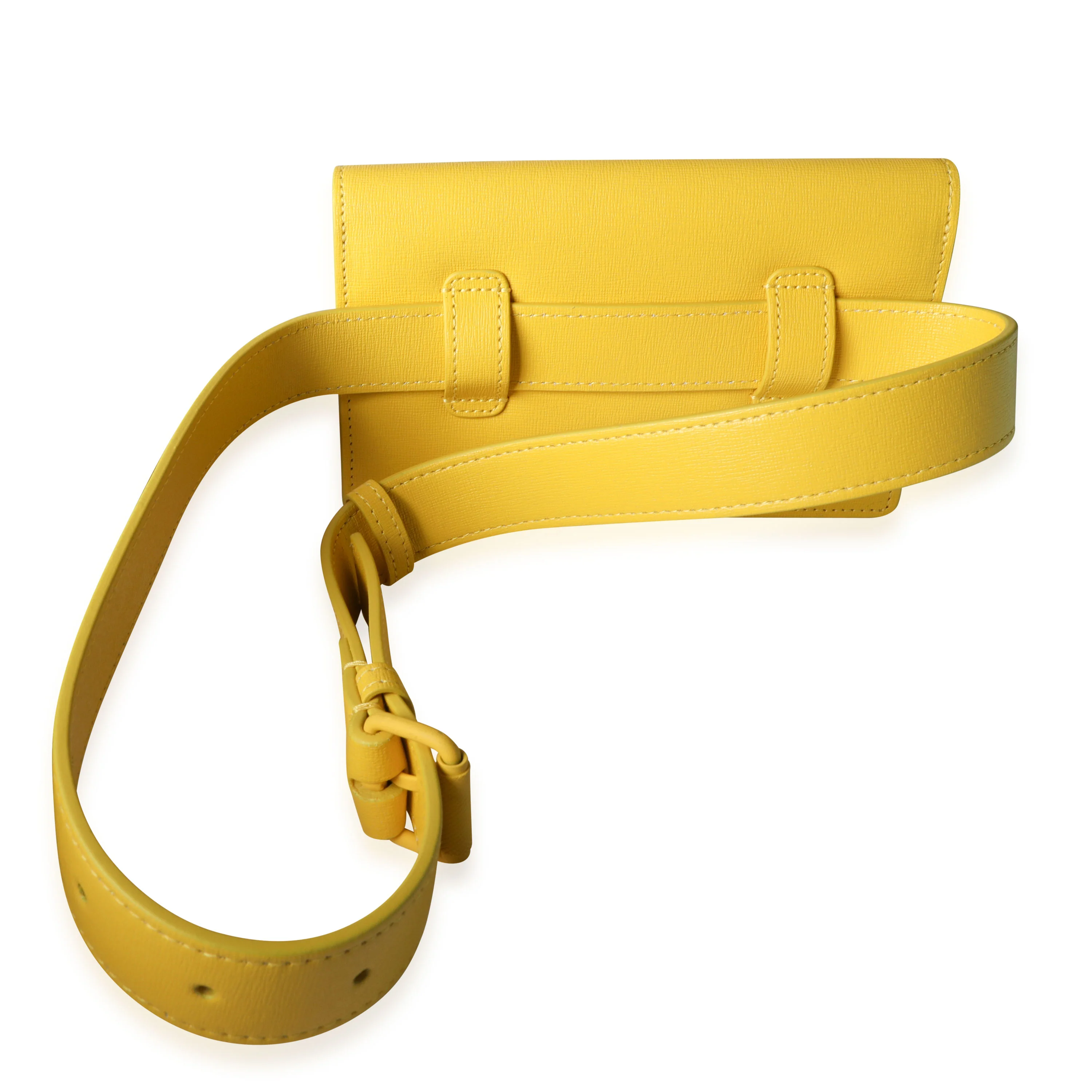 Yellow Saffiano Leather Jitney 0.8 Tonal Arrow Belt Bag - Image 3