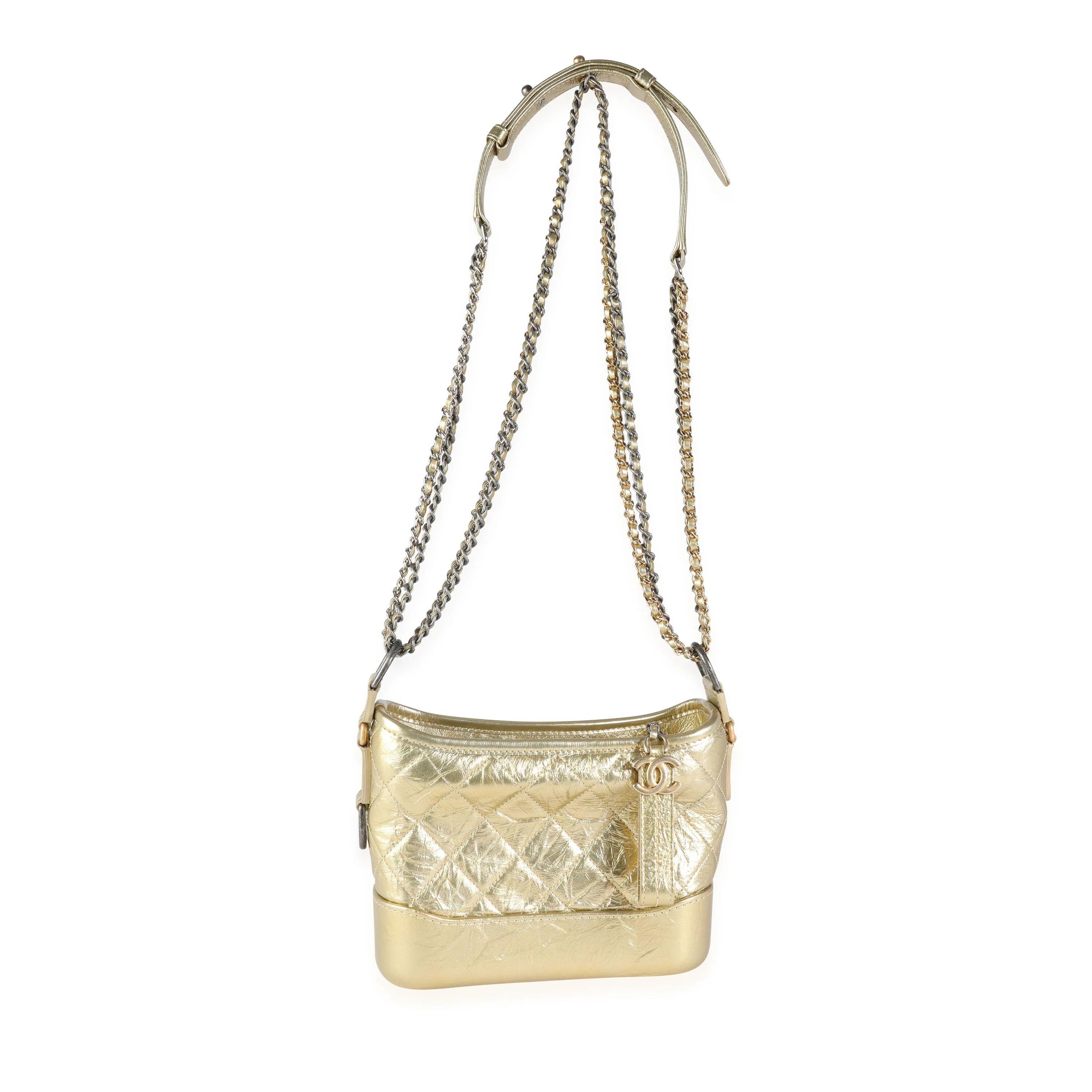 Gold Quilted Calfskin Small Gabrielle Hobo - Image 4