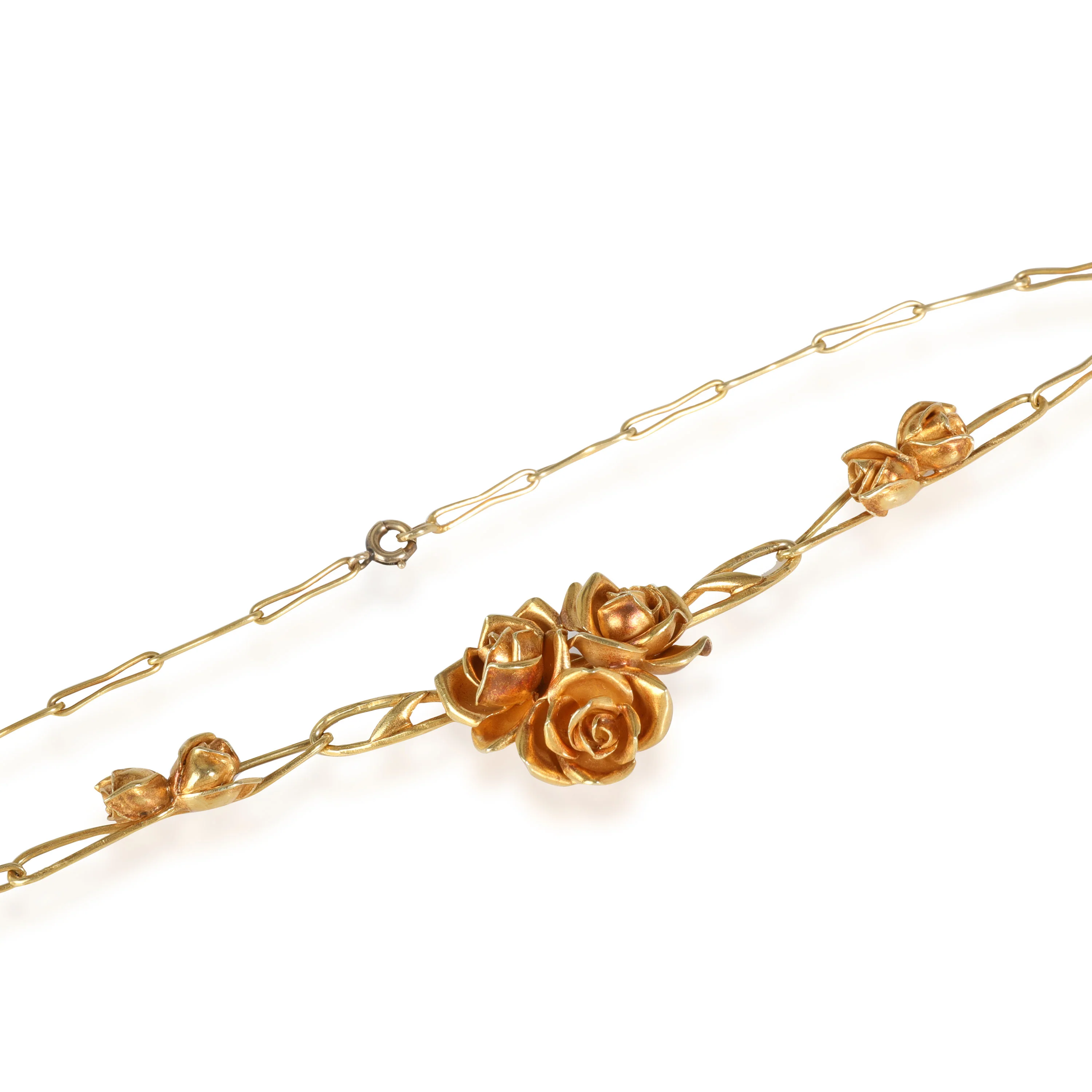 Vintage Arnould Rose Necklace on Paper Clip Chain in 18K Yellow Gold - Image 3