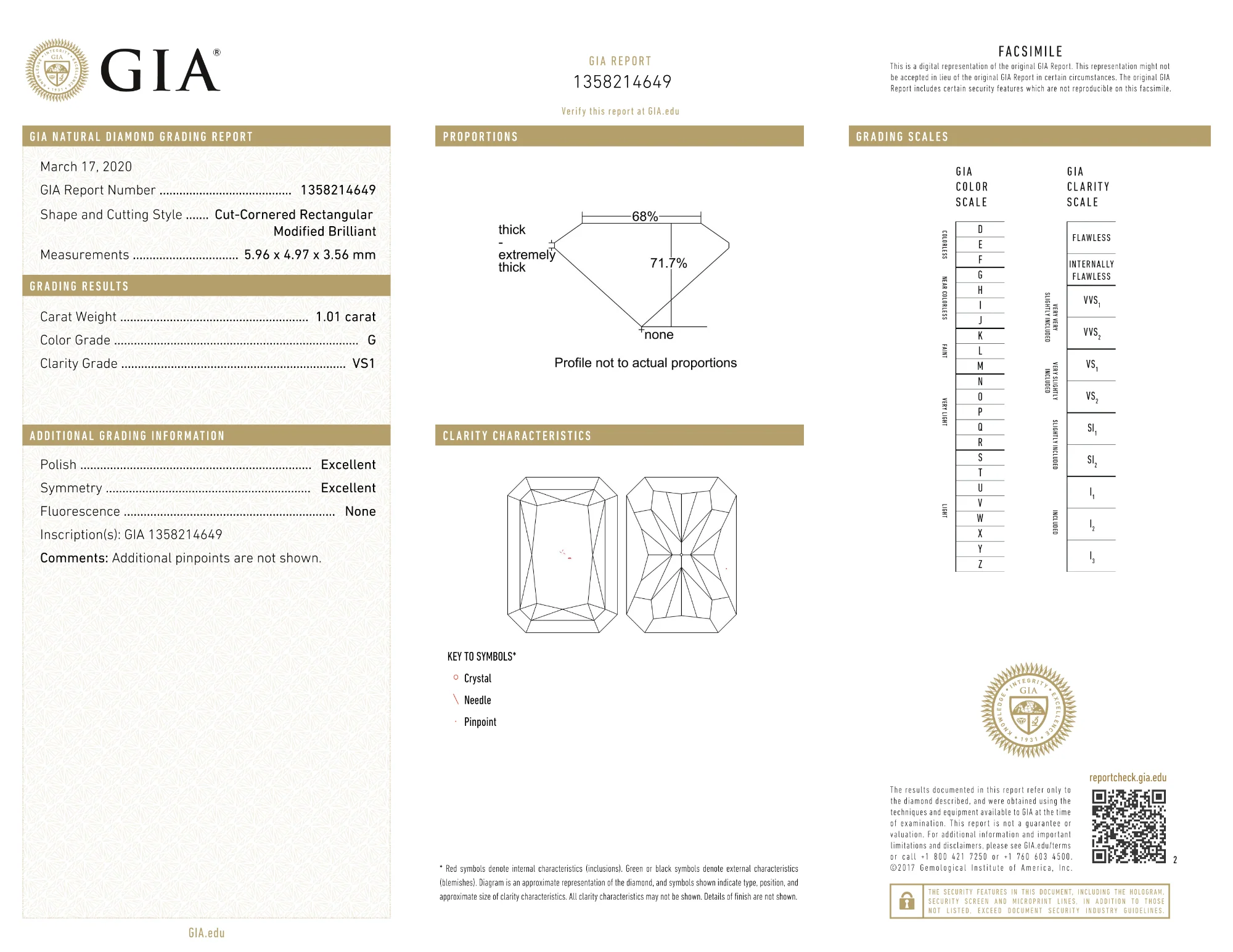 GIA Certified 1.01 Ct Radiant cut G VS1 Loose Diamond - Image 2