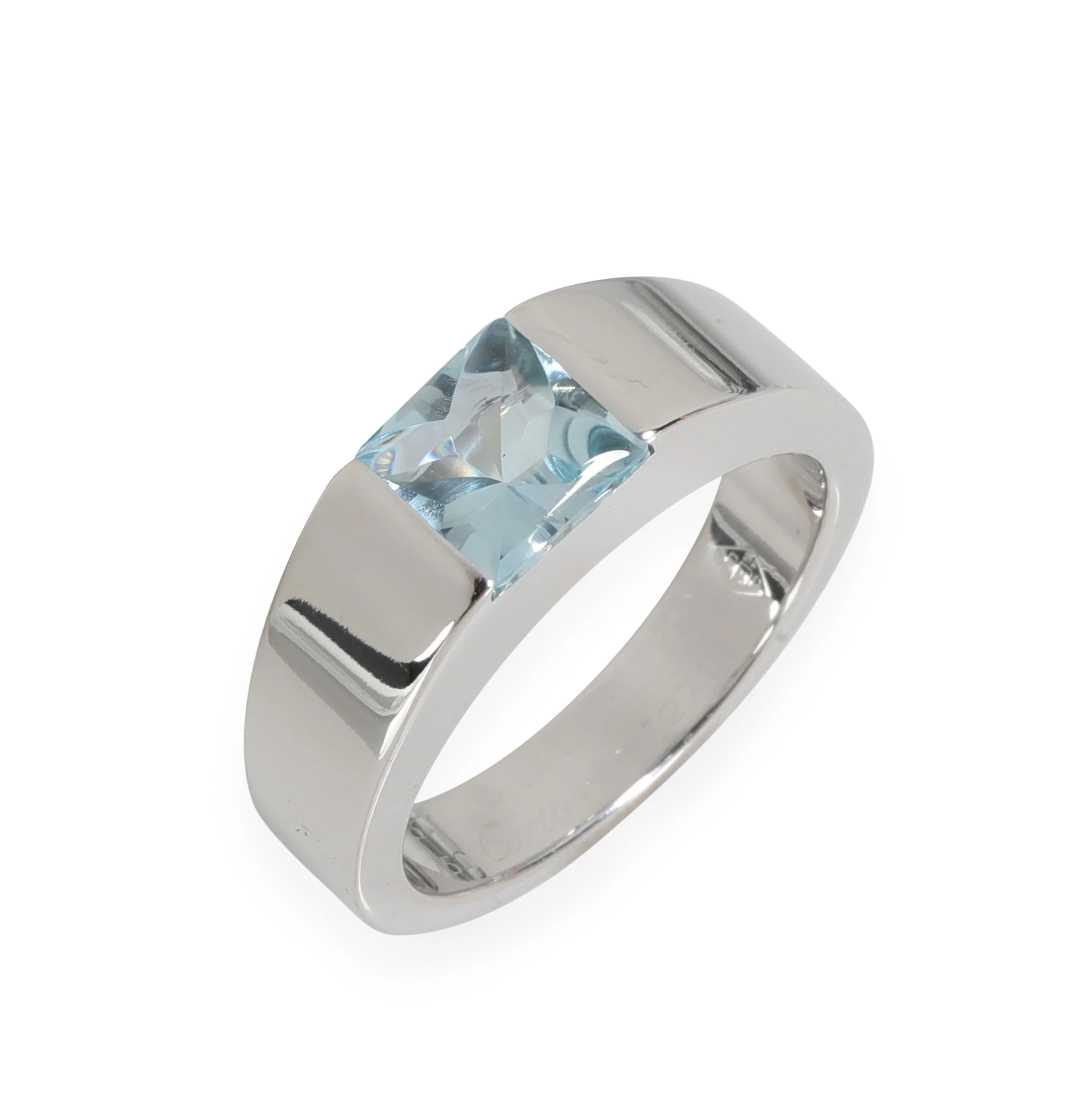 Cartier Tank Aquamarine Gemstone Ring in 18k White Gold - Image 3
