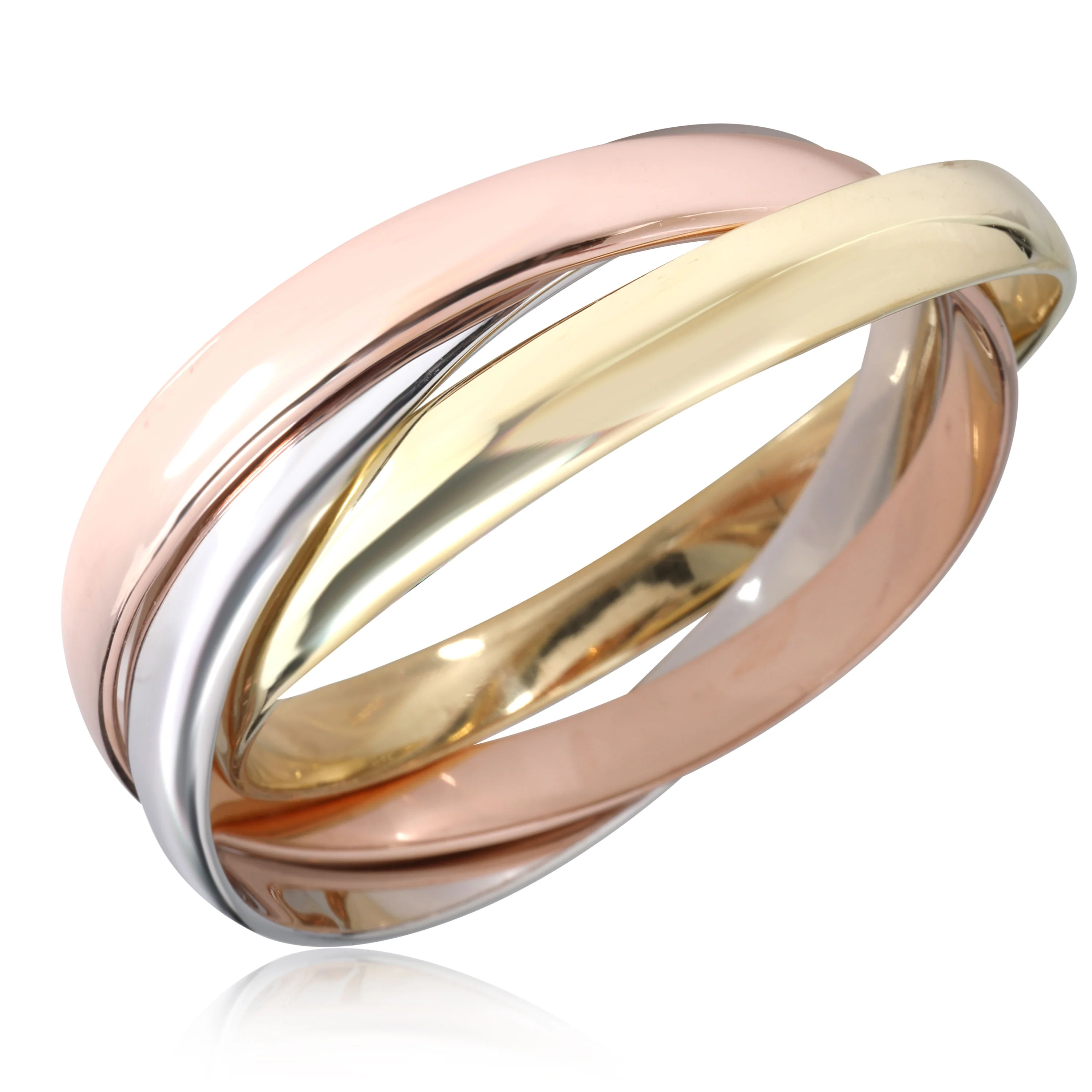 Trinity Bracelet in 18K 3 Tone Gold, 9 mm Wide - Image 4