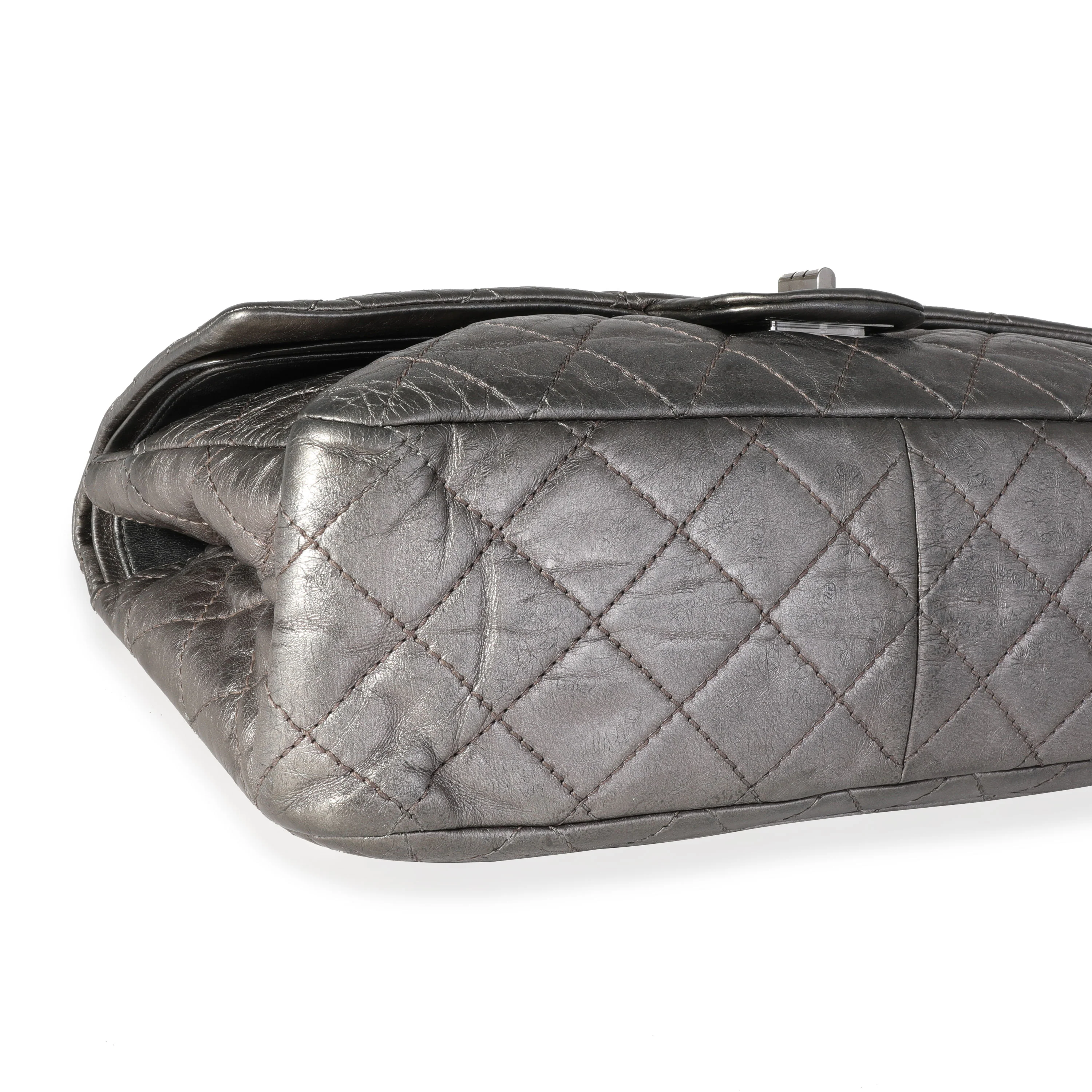 Metallic Pewter Crinkle Lambskin Reissue 2.25 227 Double Flap Bag - Image 7
