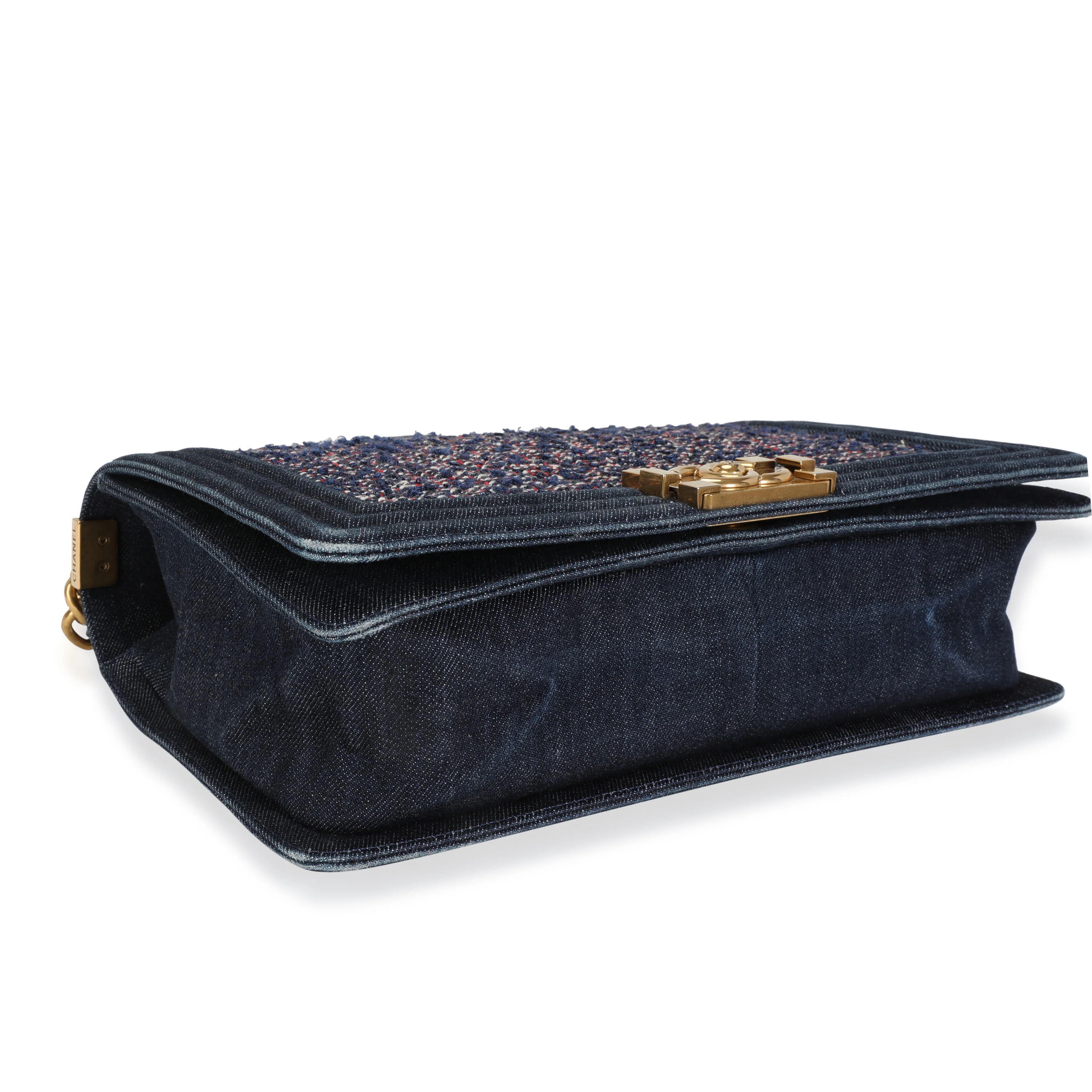 Blue Denim & Multicolor Boucle New Medium Boy Bag - Image 6