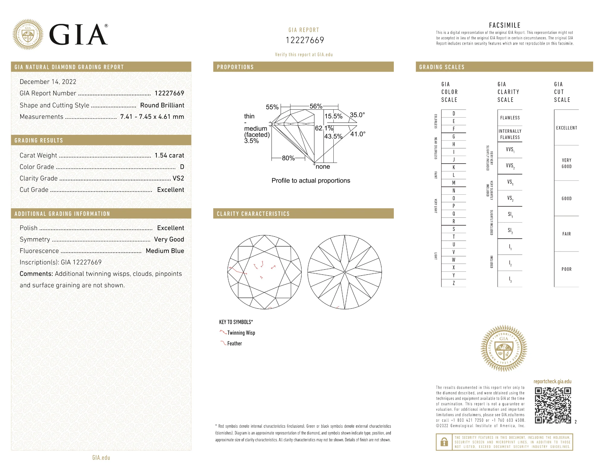 GIA Certified 1.54 Ct Round cut D VS2 Loose Diamond - Image 2