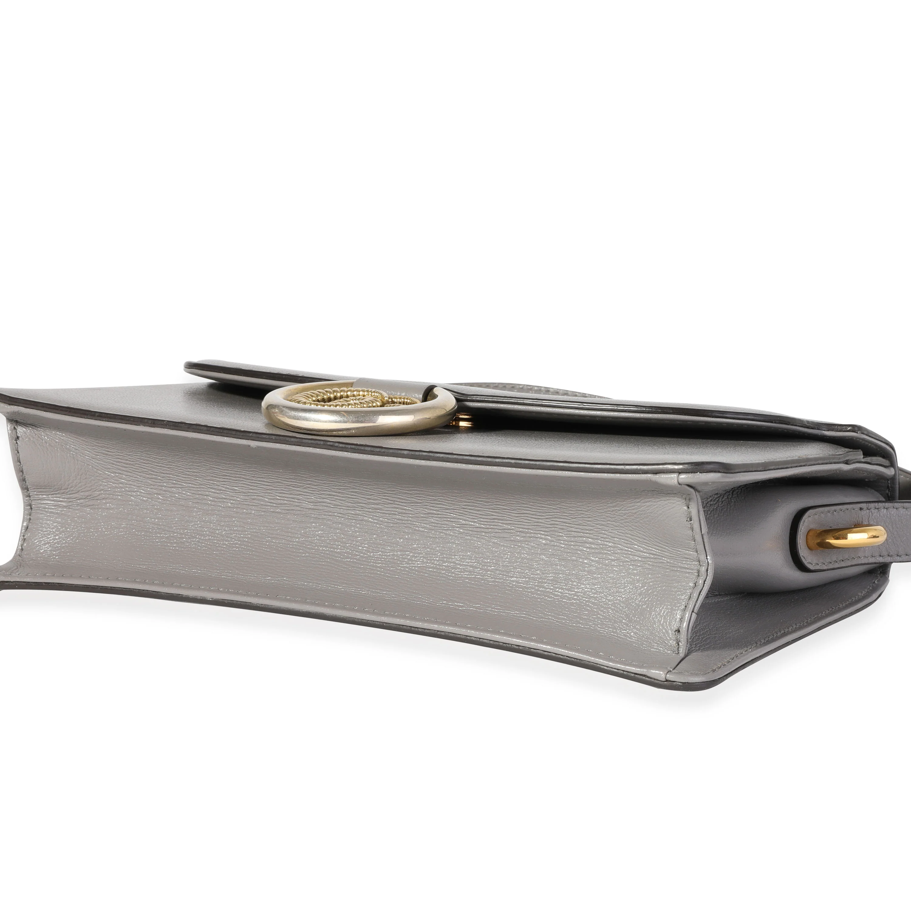 Gucci Gray Leather GG Ring Shoulder Bag - Image 7