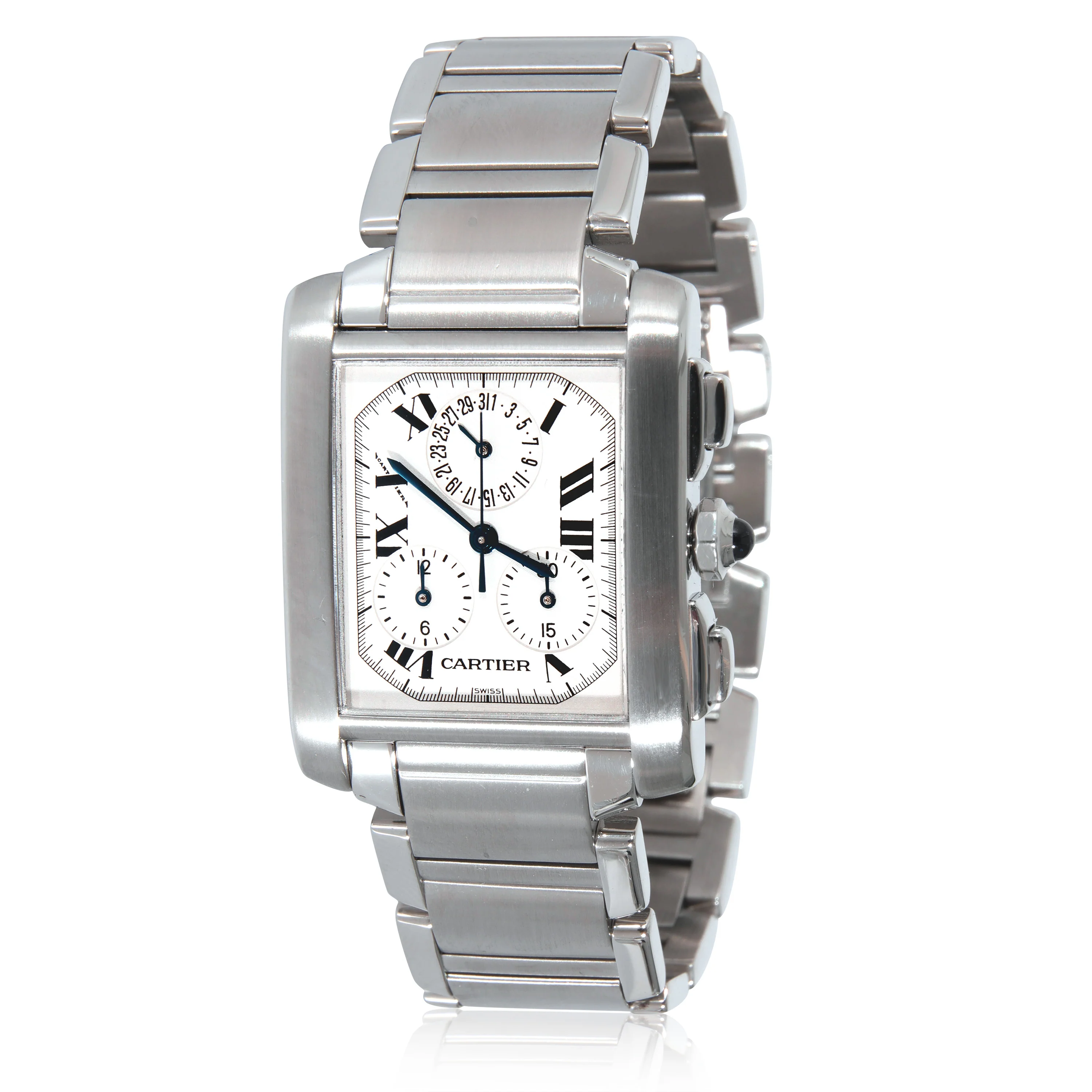 Cartier Tank Francaise Chronoflex W51001Q3 Mens Watch in Stainless Steel