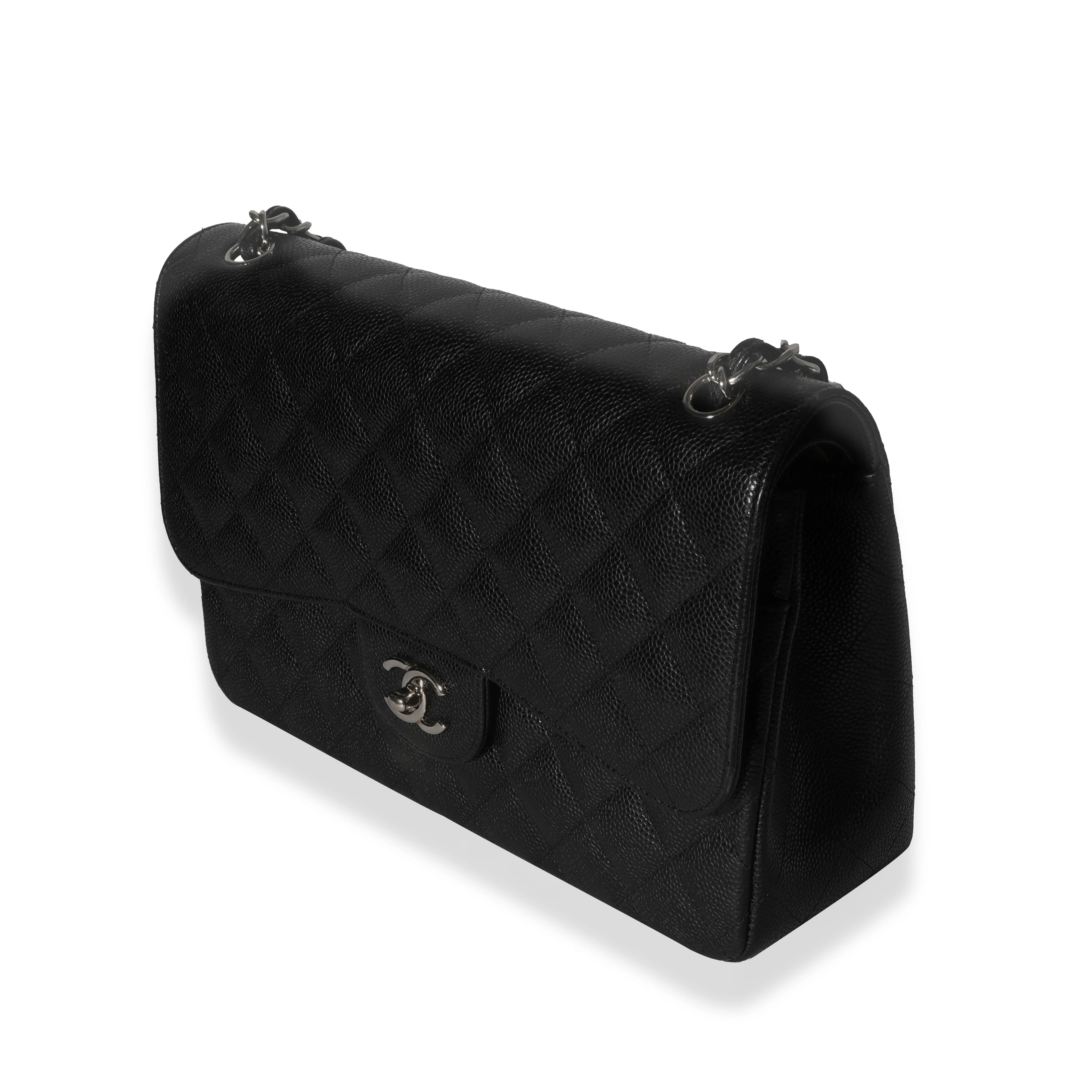 Chanel Black Quilted Caviar Jumbo Classic Double Flap Bag - Image 2