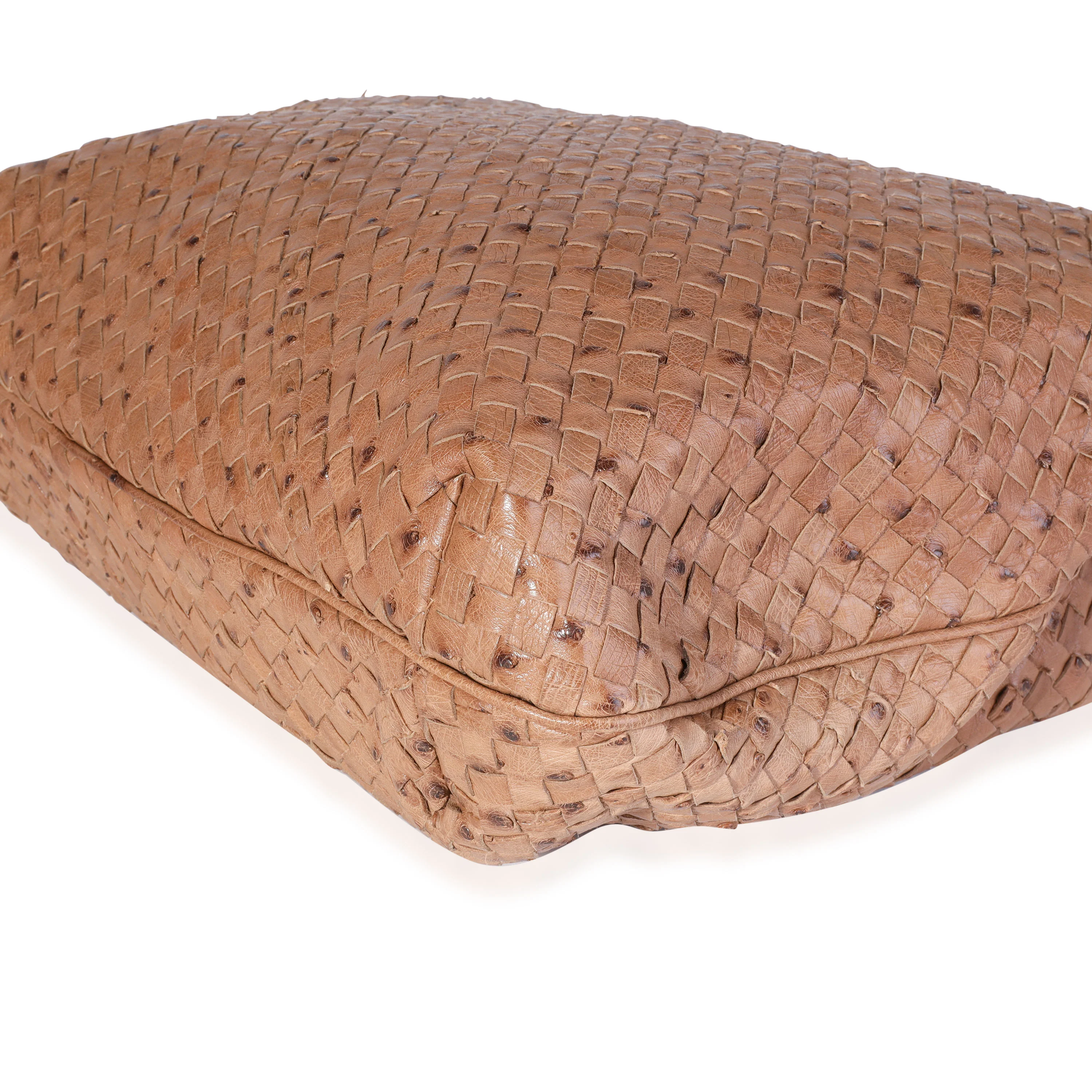 Bottega Veneta Tan Ostrich Intrecciato Leather Julie Bag - Image 6