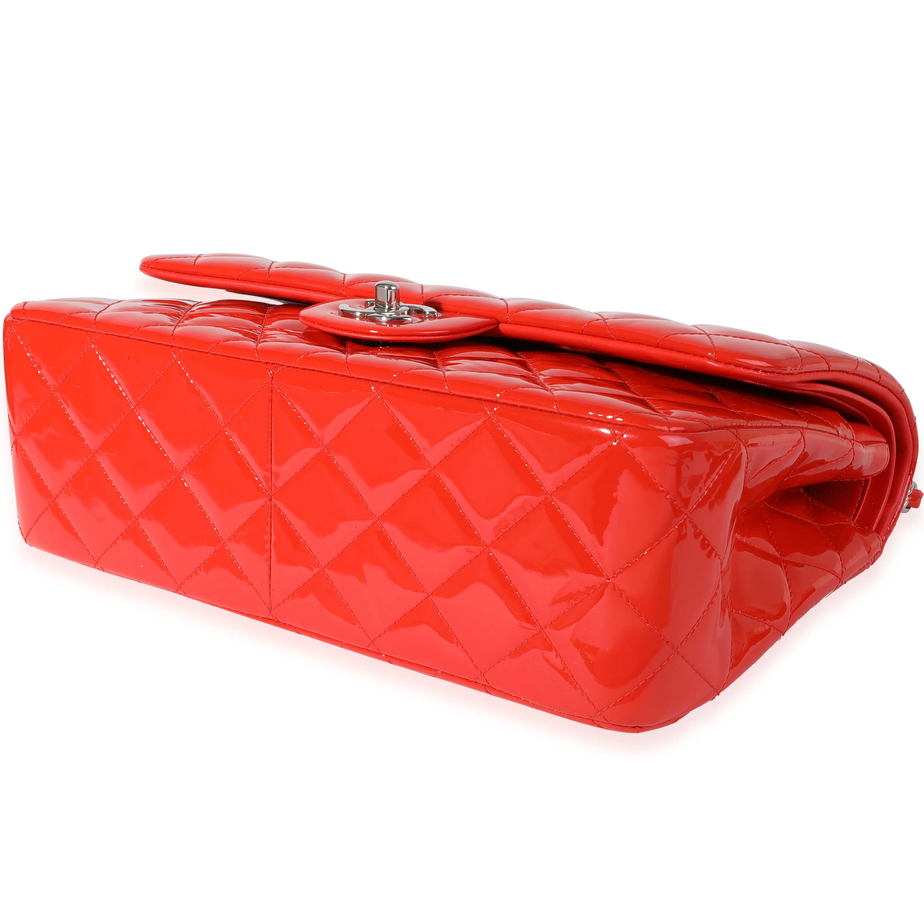 Red Patent Classic Jumbo Double Flap Bag - Image 6
