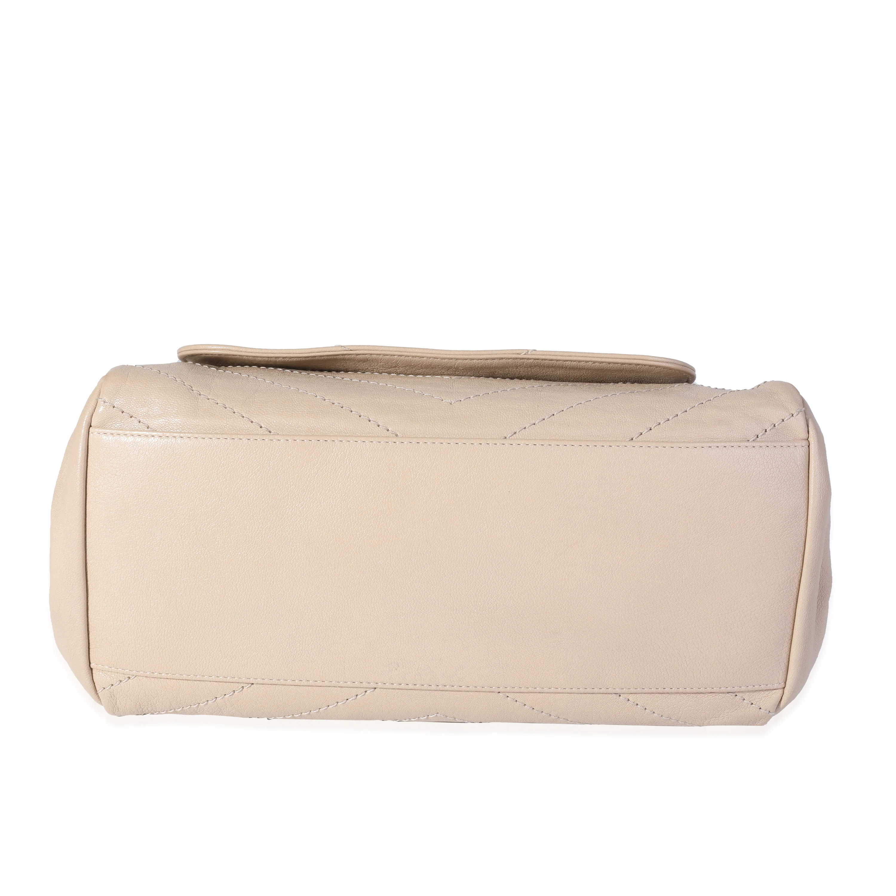 Saint Laurent Beige Chevron Leather Monogram Nolita Bag - Image 5