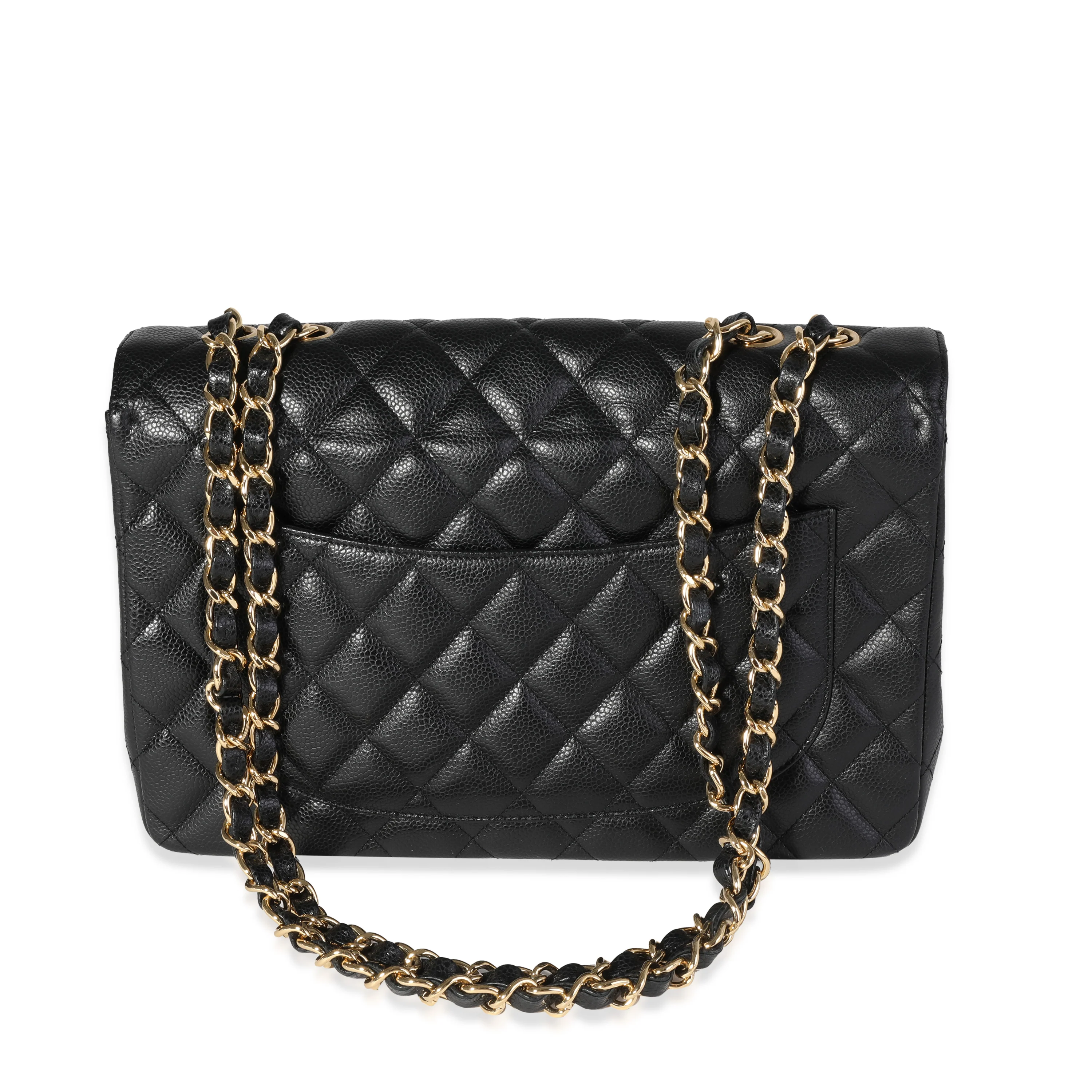 Black Quilted Caviar Jumbo Classic Single Flap Handbag - Image 3