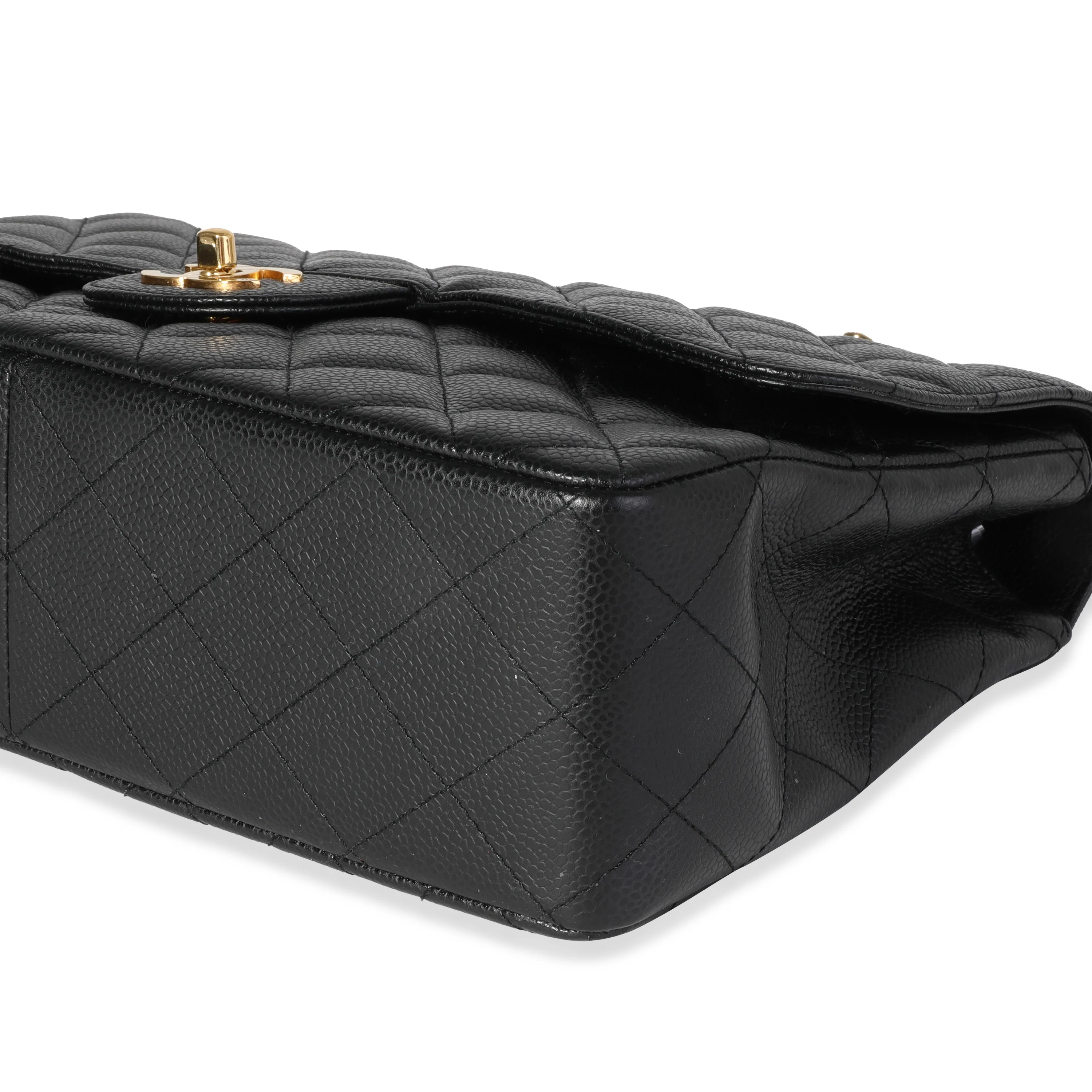 Black Quilted Caviar Jumbo Classic Single Flap Handbag - Image 7