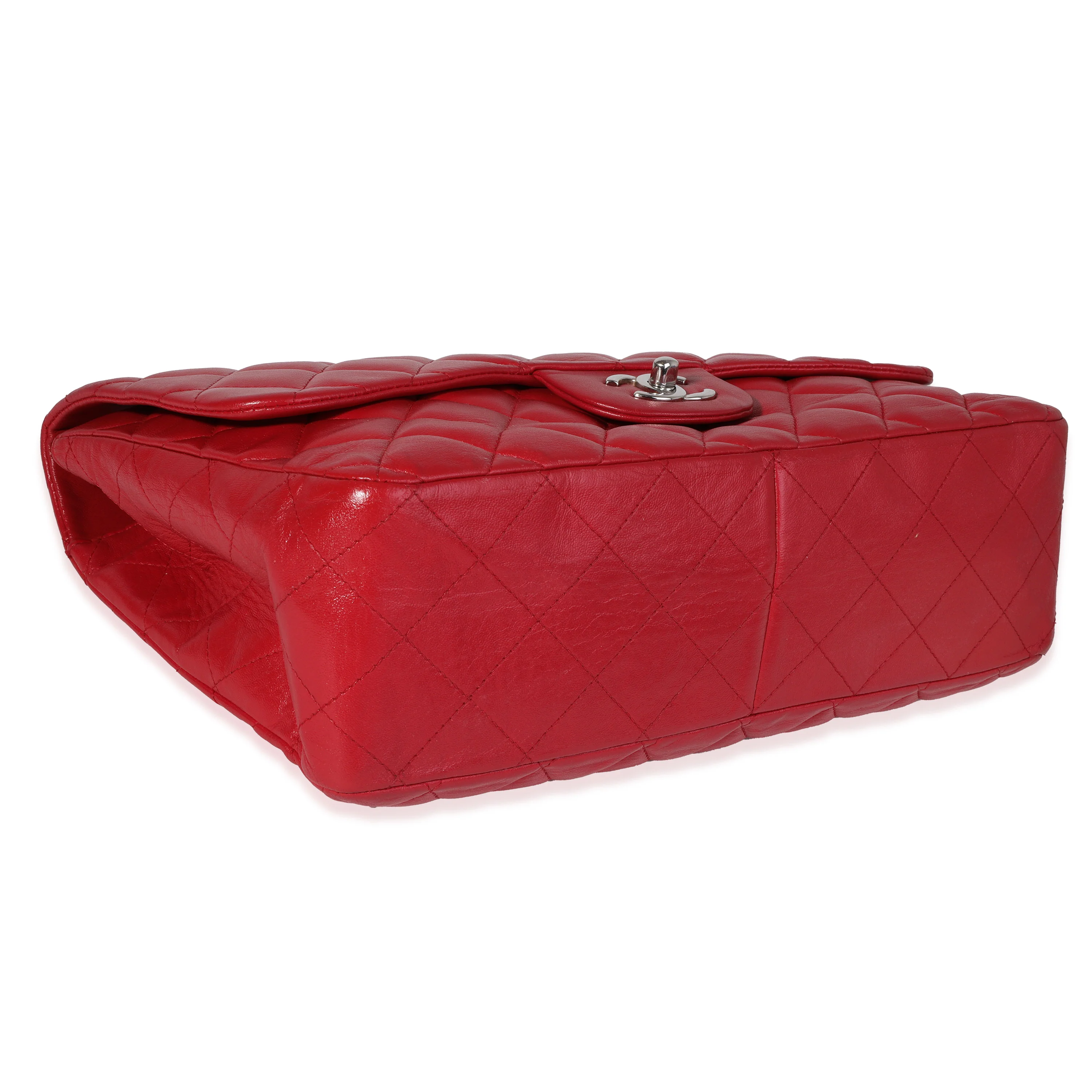 Chanel Red Quilted Lambskin Jumbo Classic Single Flap Bag - Image 5