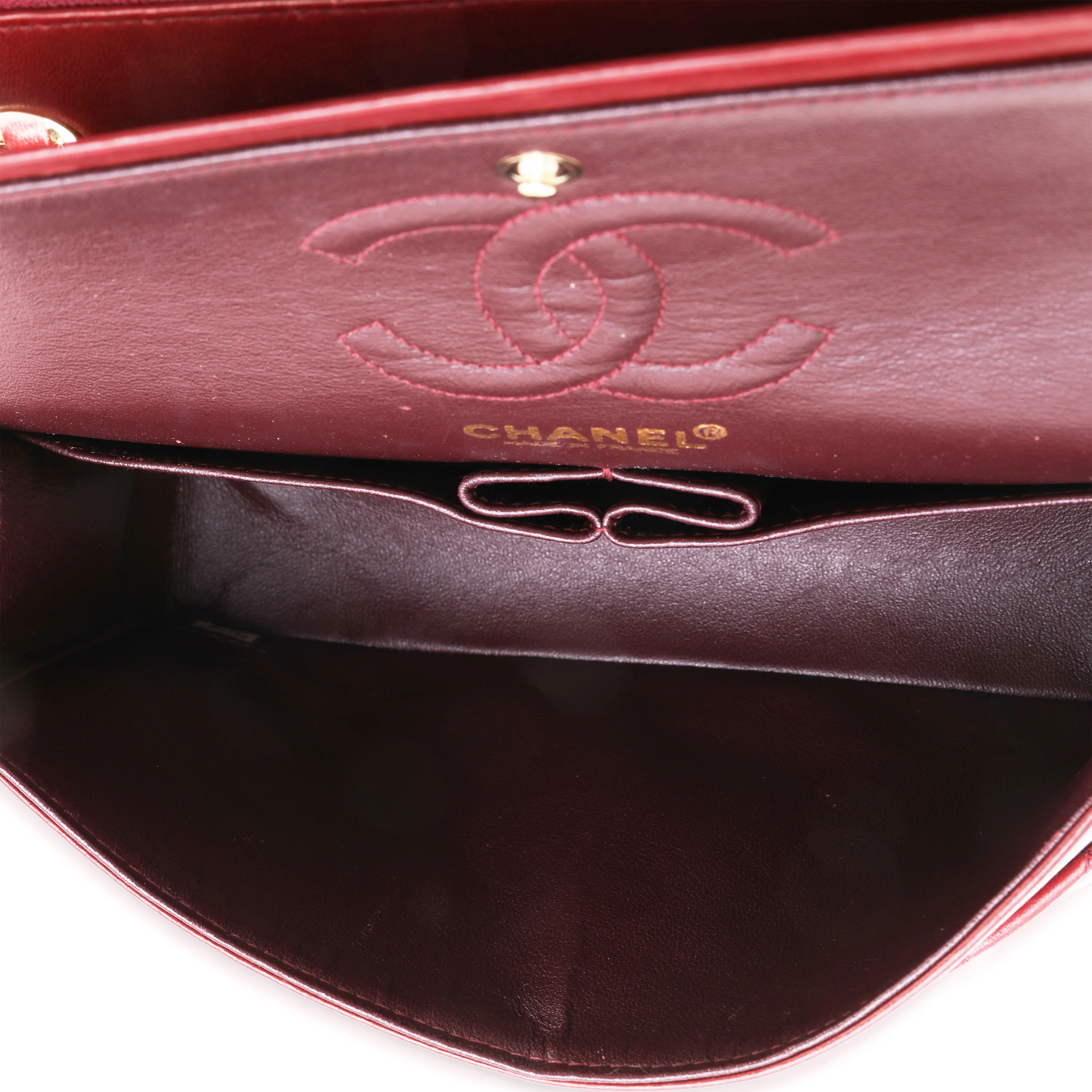 Chanel Burgundy Quilted Lambskin Small Classic Double Flap Bag - Image 9