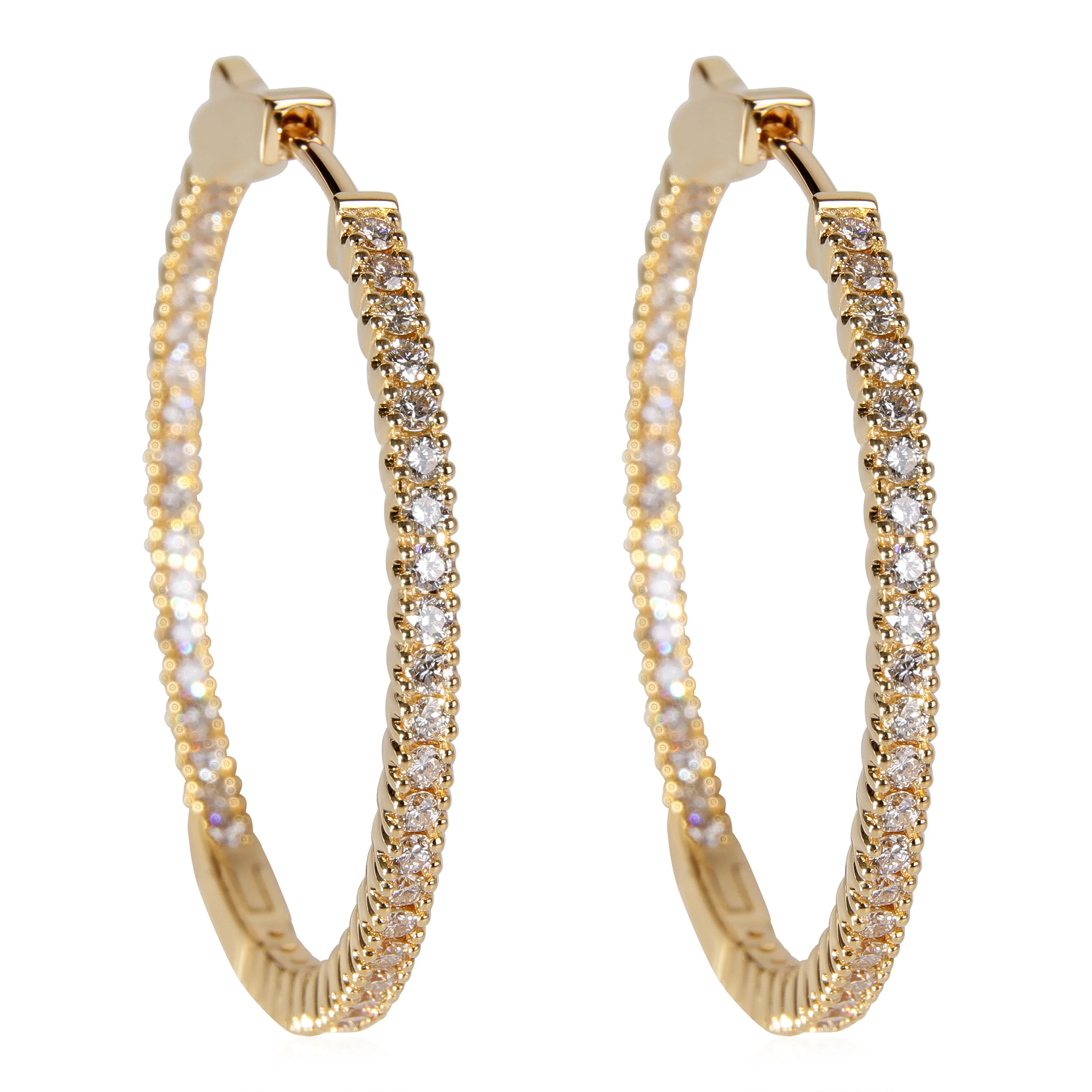 Diamond Inside Out Hoop Earring in 18K Yellow Gold (1 CTW) - Image 2
