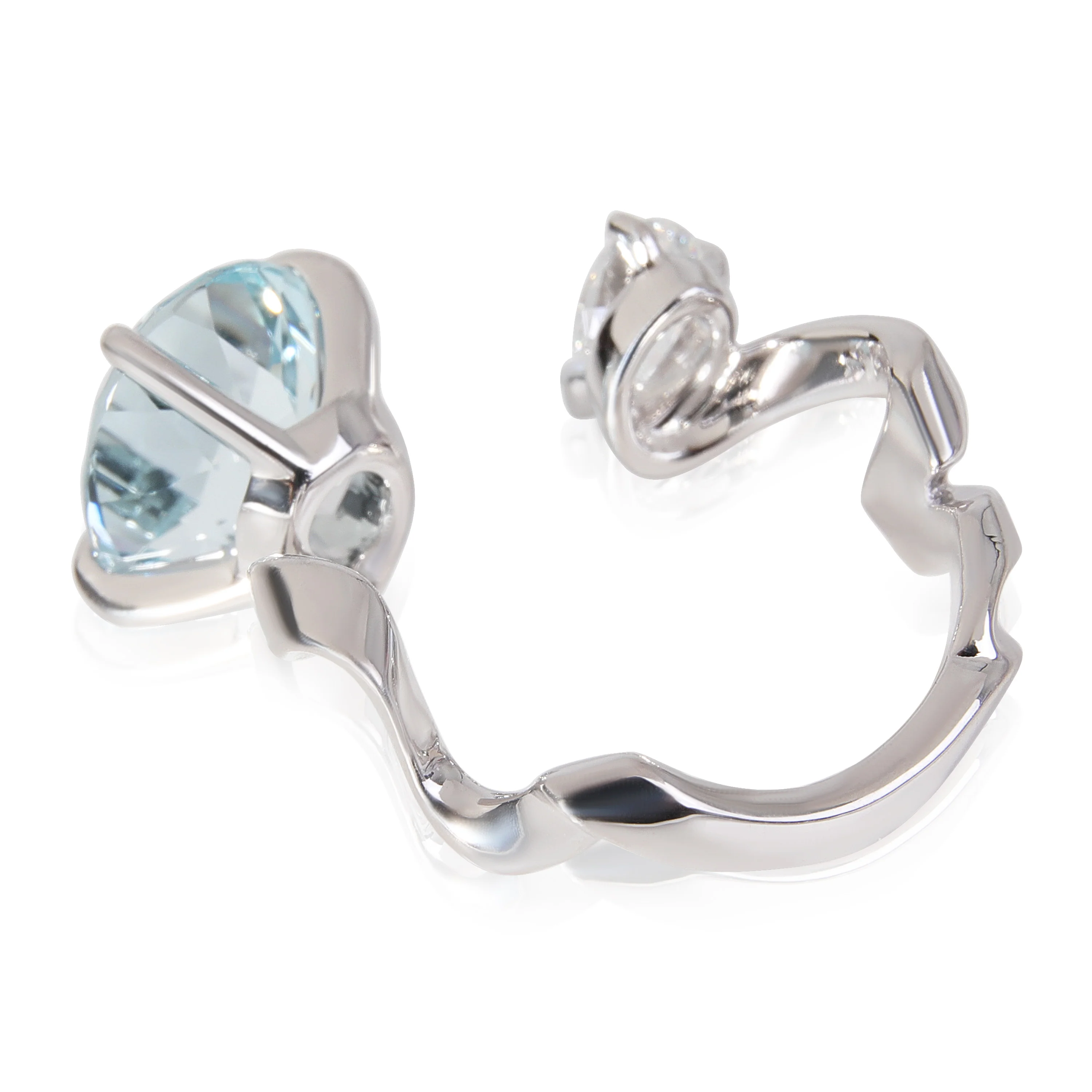 Dior Diorama Precieuse Diamond Aquamarine Ring in 18k White Gold D VS1 0.33 CTW - Image 3