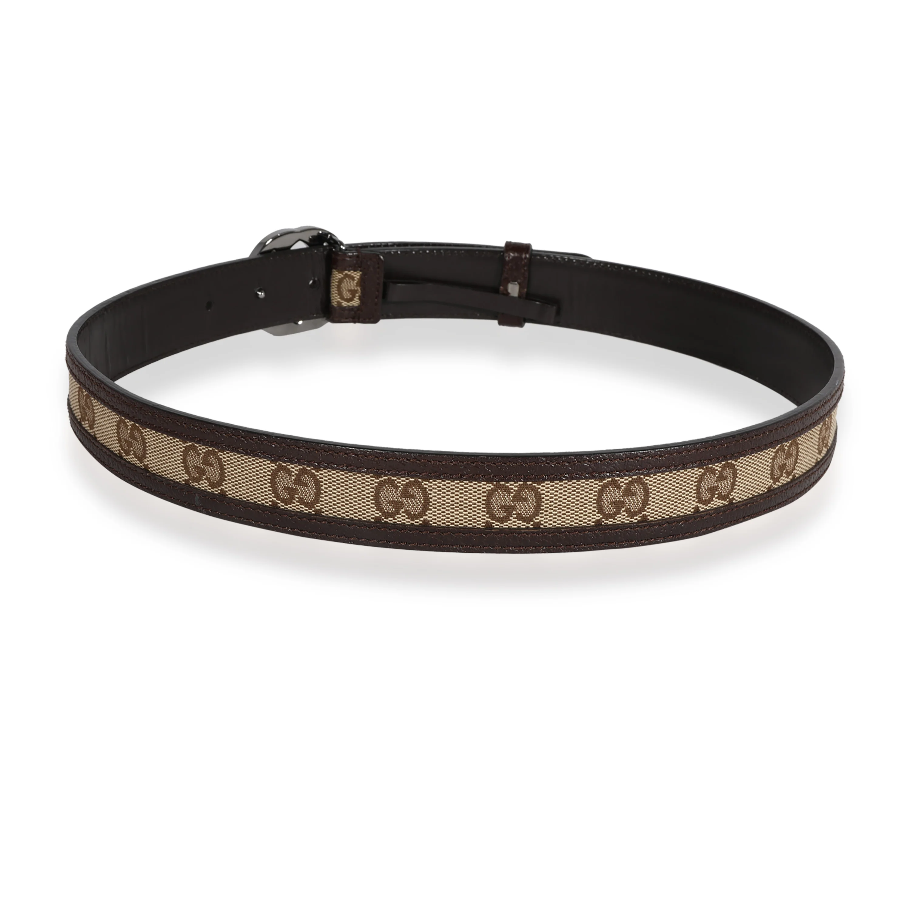 GG Canvas & Brown Leather Interlocking G Belt 75 - Image 3