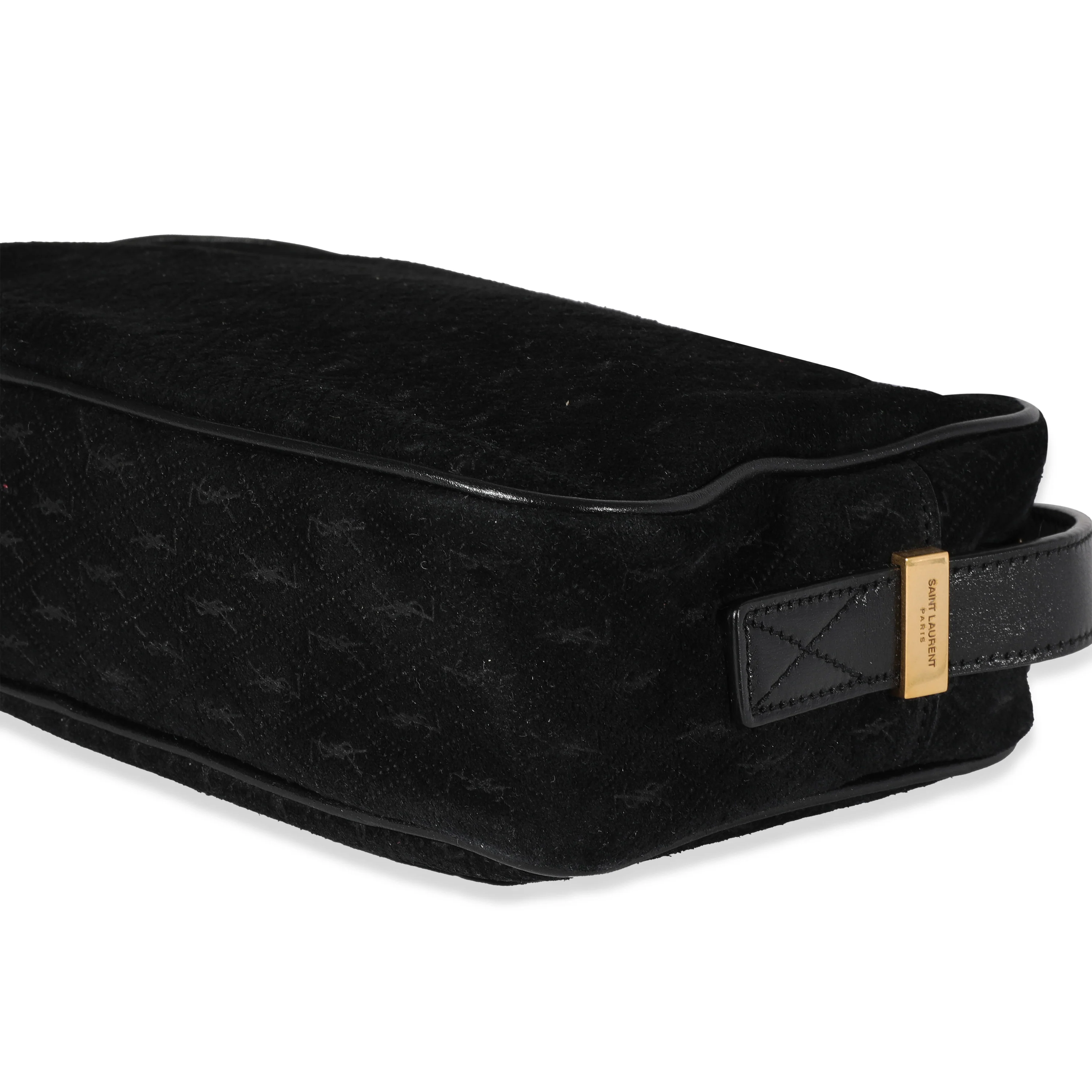 Black Suede & Leather All-Over Monogram Camera Bag - Image 4