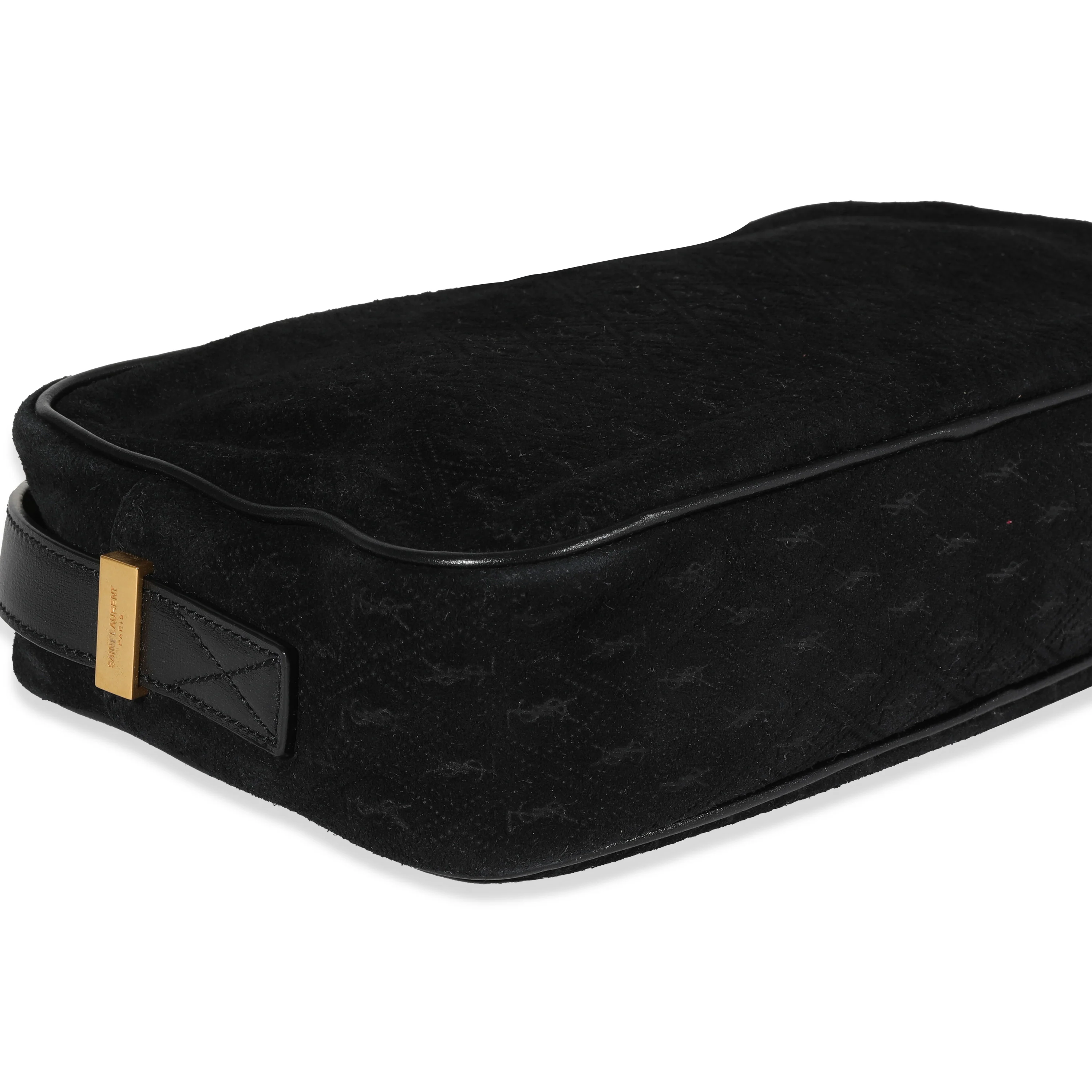 Black Suede & Leather All-Over Monogram Camera Bag - Image 5