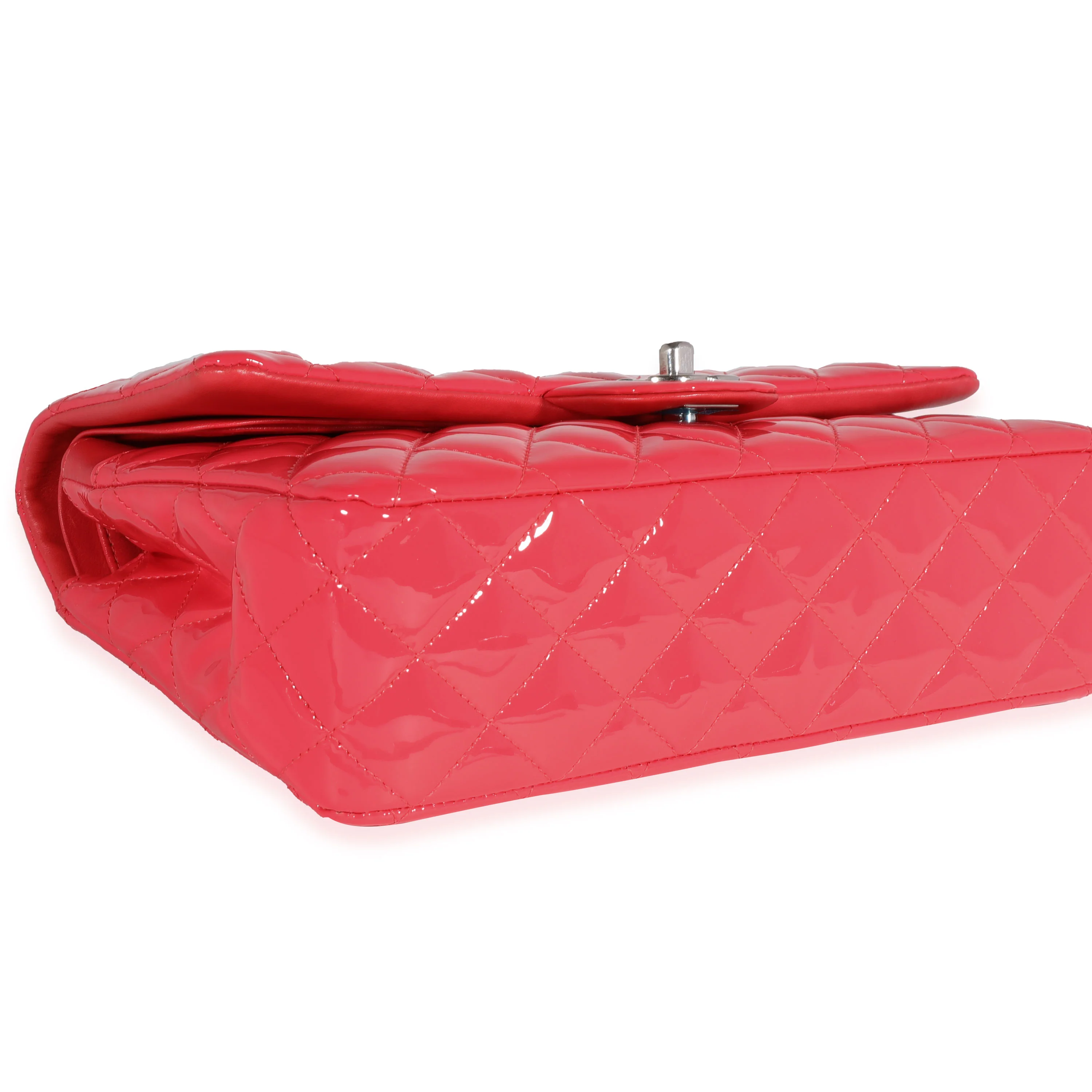 Candy Pink Quilted Patent Leather Medium Classic Double Flap Bag - Image 7