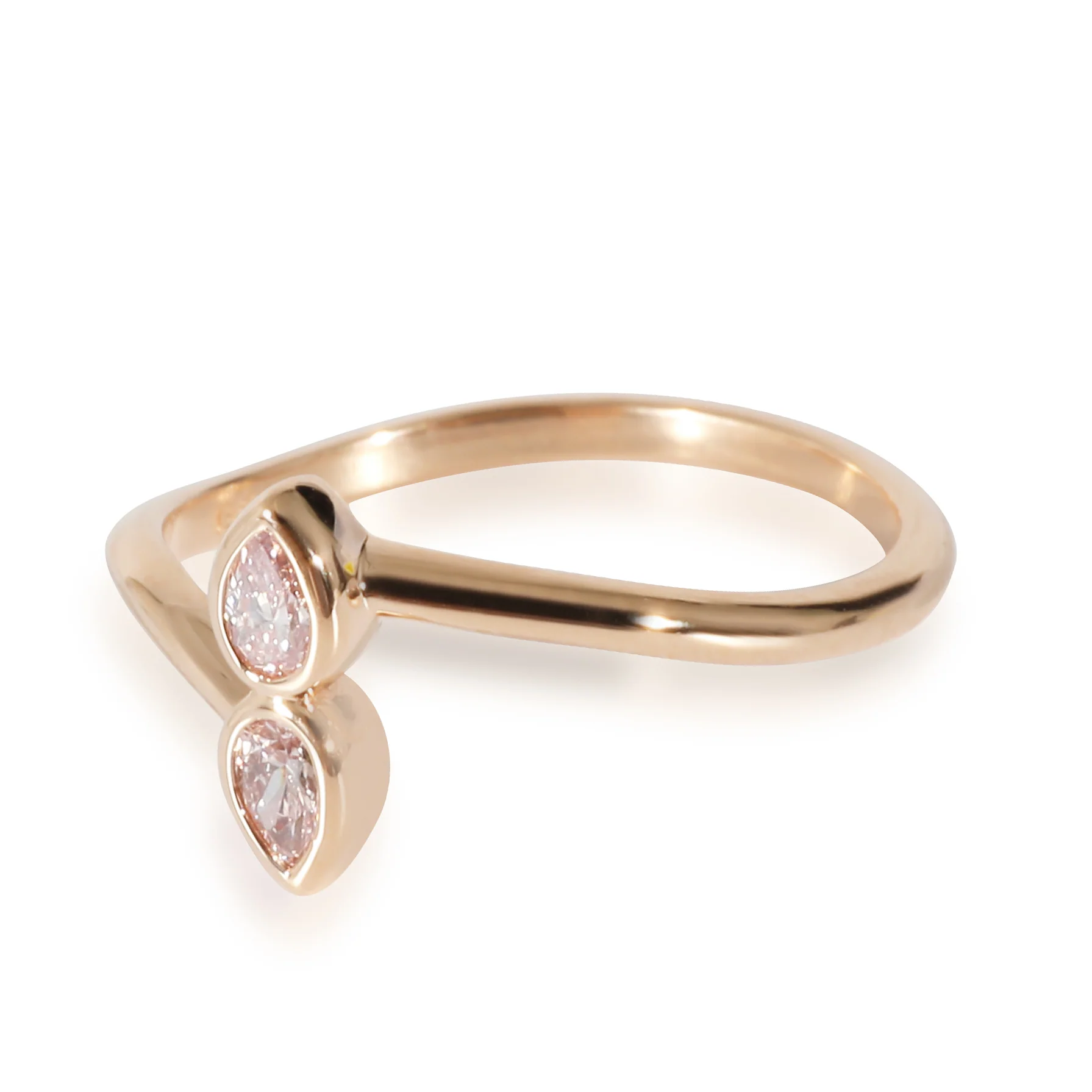 Pink Pear Shaped Diamonds Mirror Ring in 18K Rose Gold, 0.16 Ctw - Image 2
