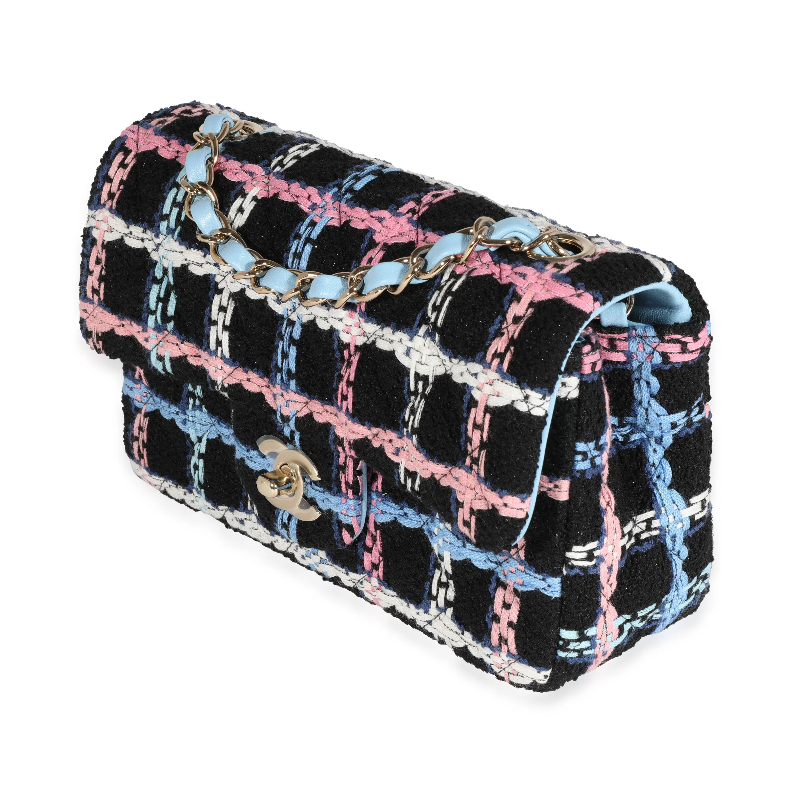 Chanel Navy Sparkle Tweed Classic Mini Rectangular Flap Bag - Image 2