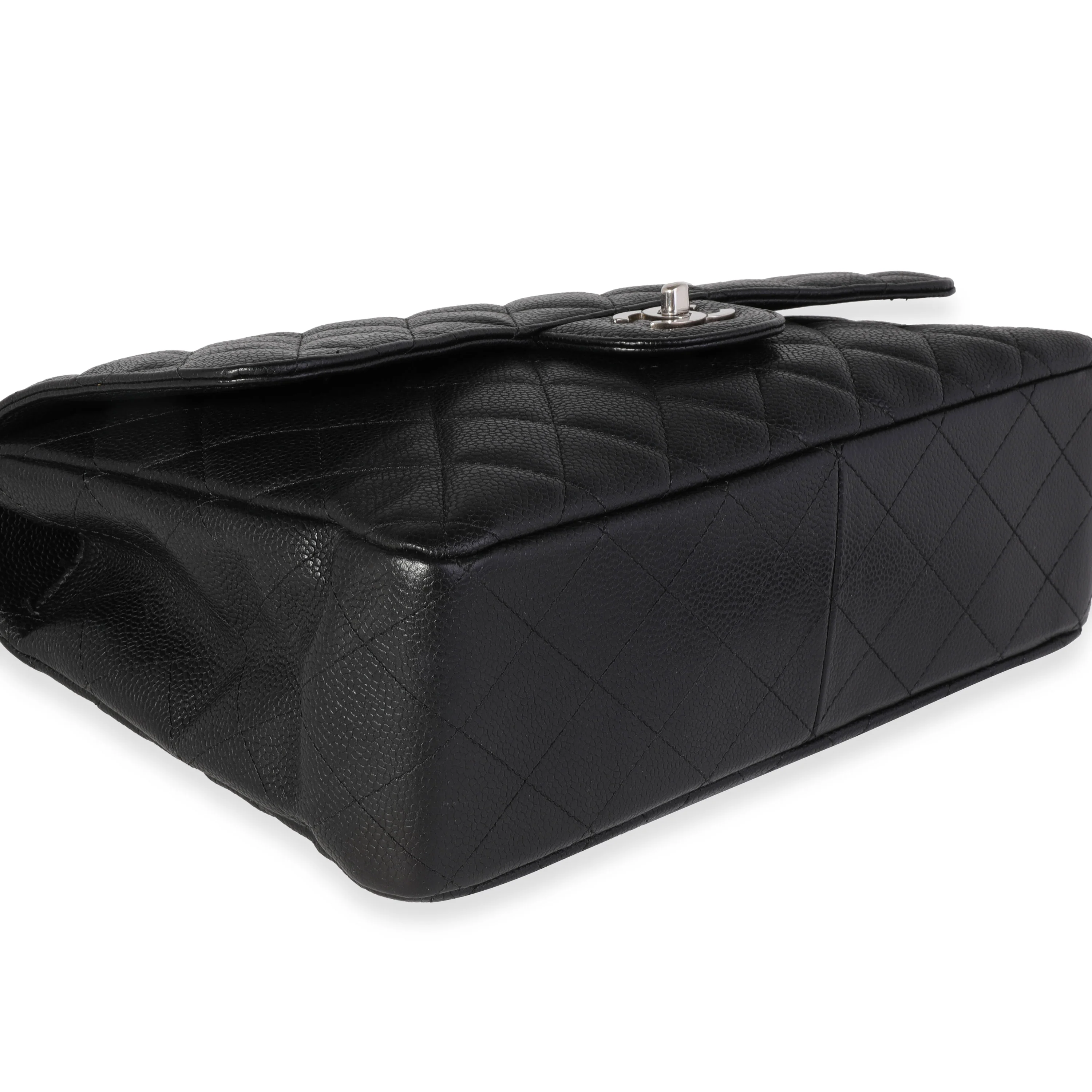 Chanel Black Quilted Caviar Jumbo Classic Single Flap Bag - Image 7