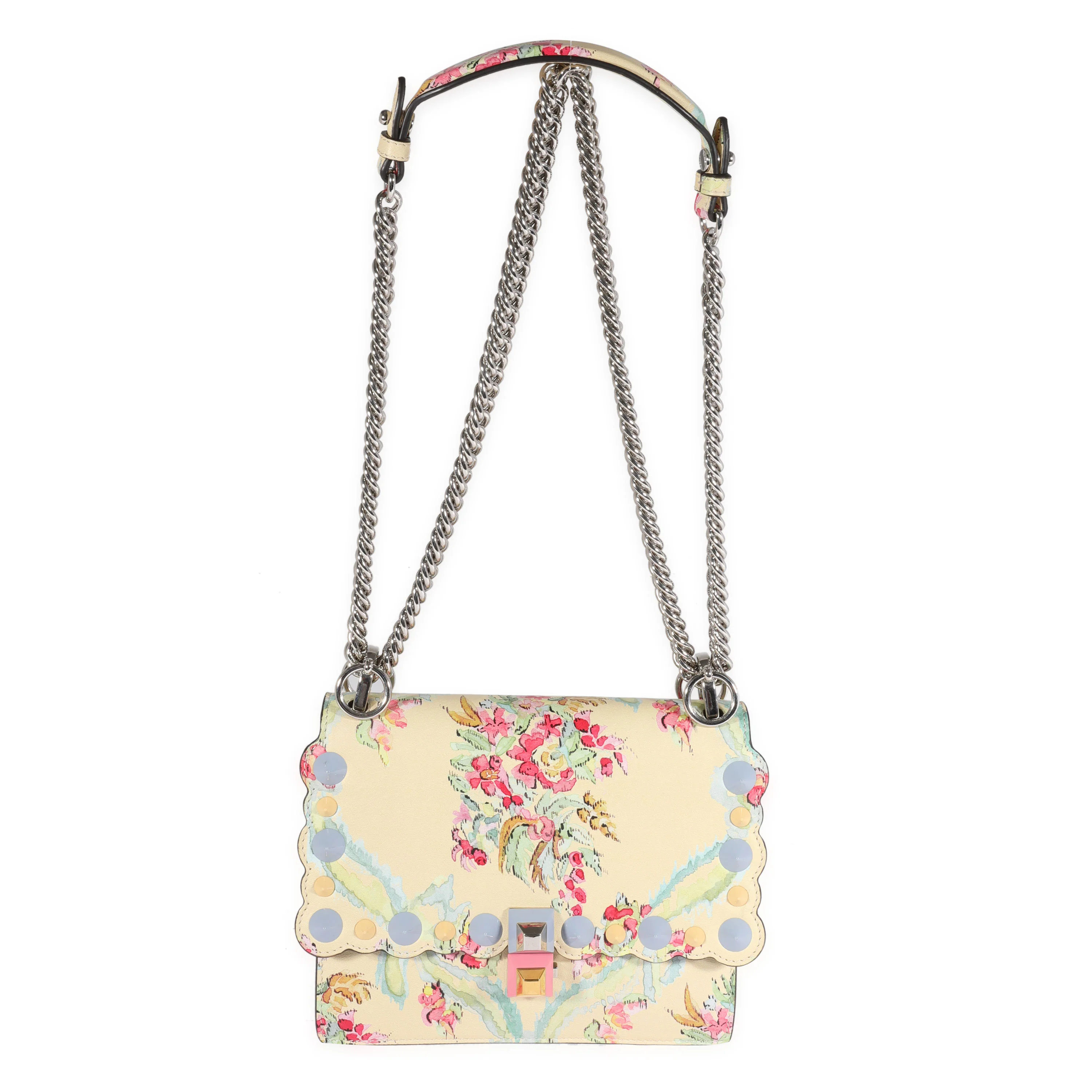 Fendi Multicolor Floral Print Leather Mini Kan I Bag - Image 4