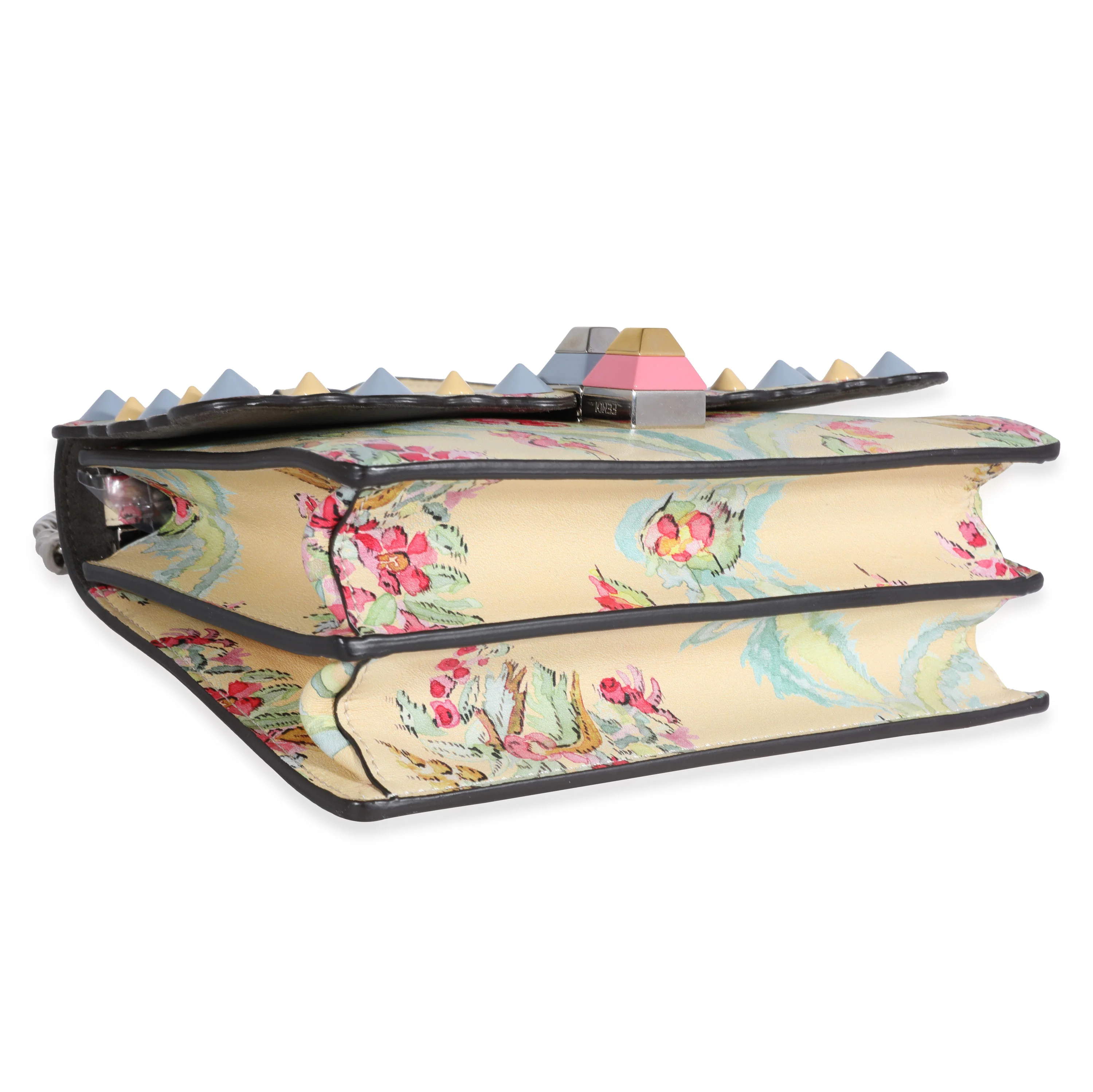 Fendi Multicolor Floral Print Leather Mini Kan I Bag - Image 6