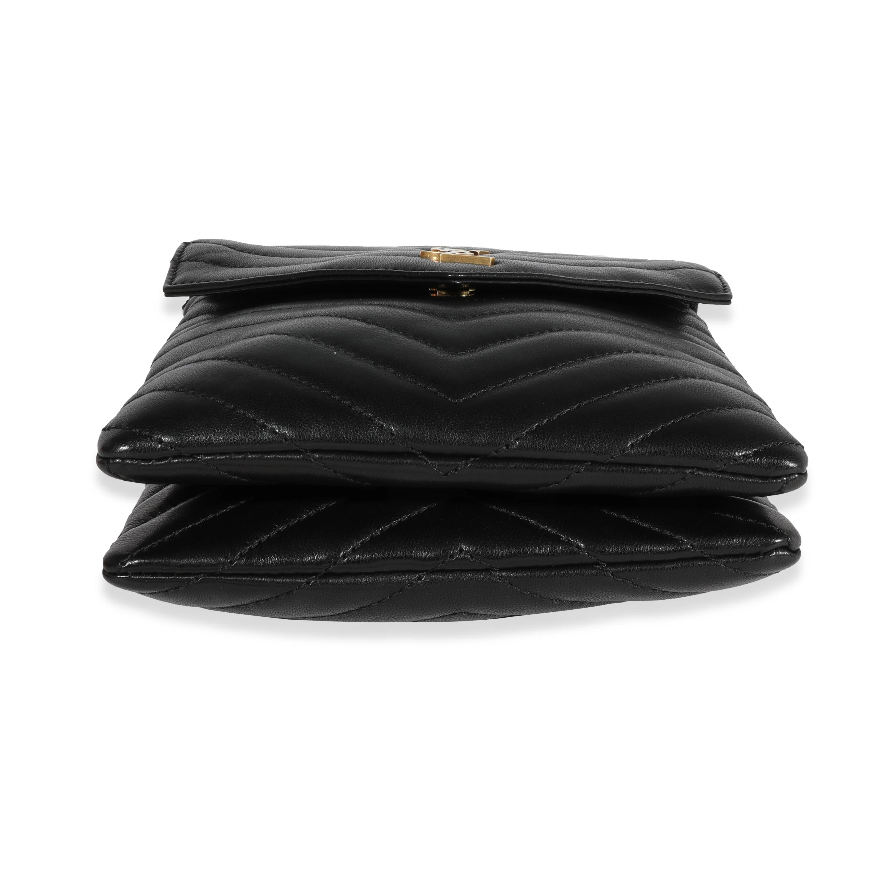 Saint Laurent Black Matelassé Lambskin Monogram Double Flap Bag - Image 4