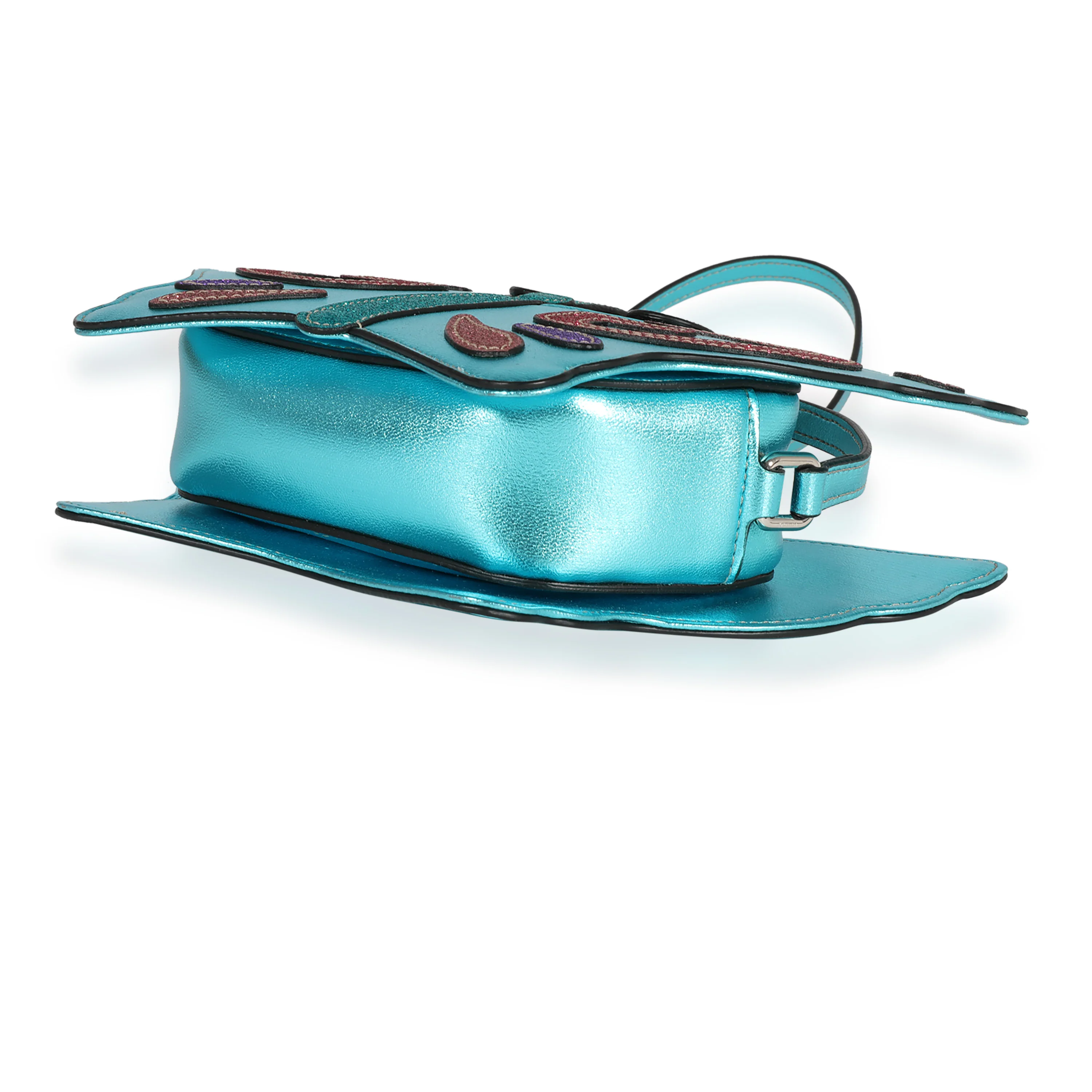 Gucci Kids Metallic Blue Glitter Butterfly Bag - Image 6