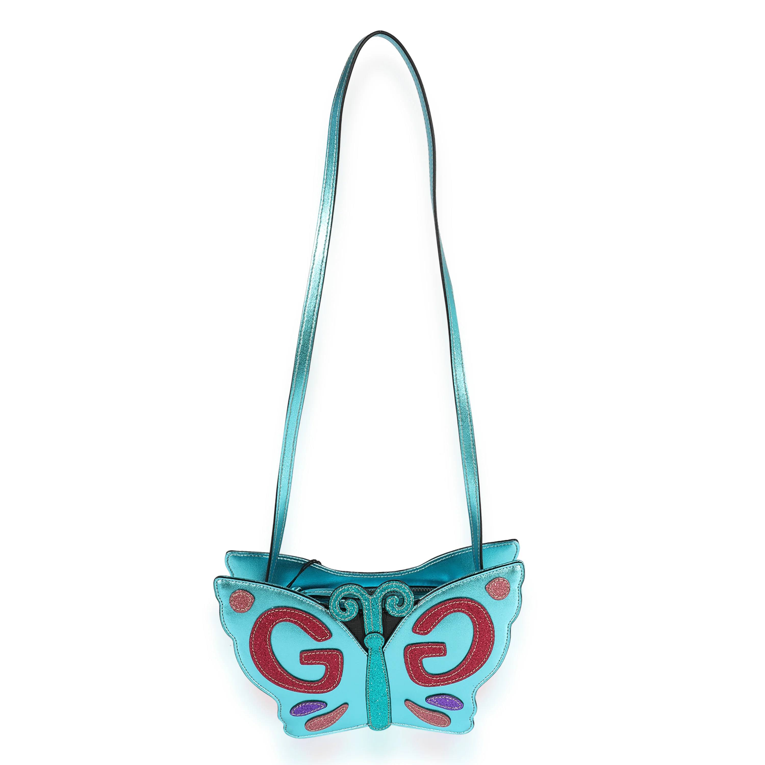Gucci Kids Metallic Blue Glitter Butterfly Bag - Image 8