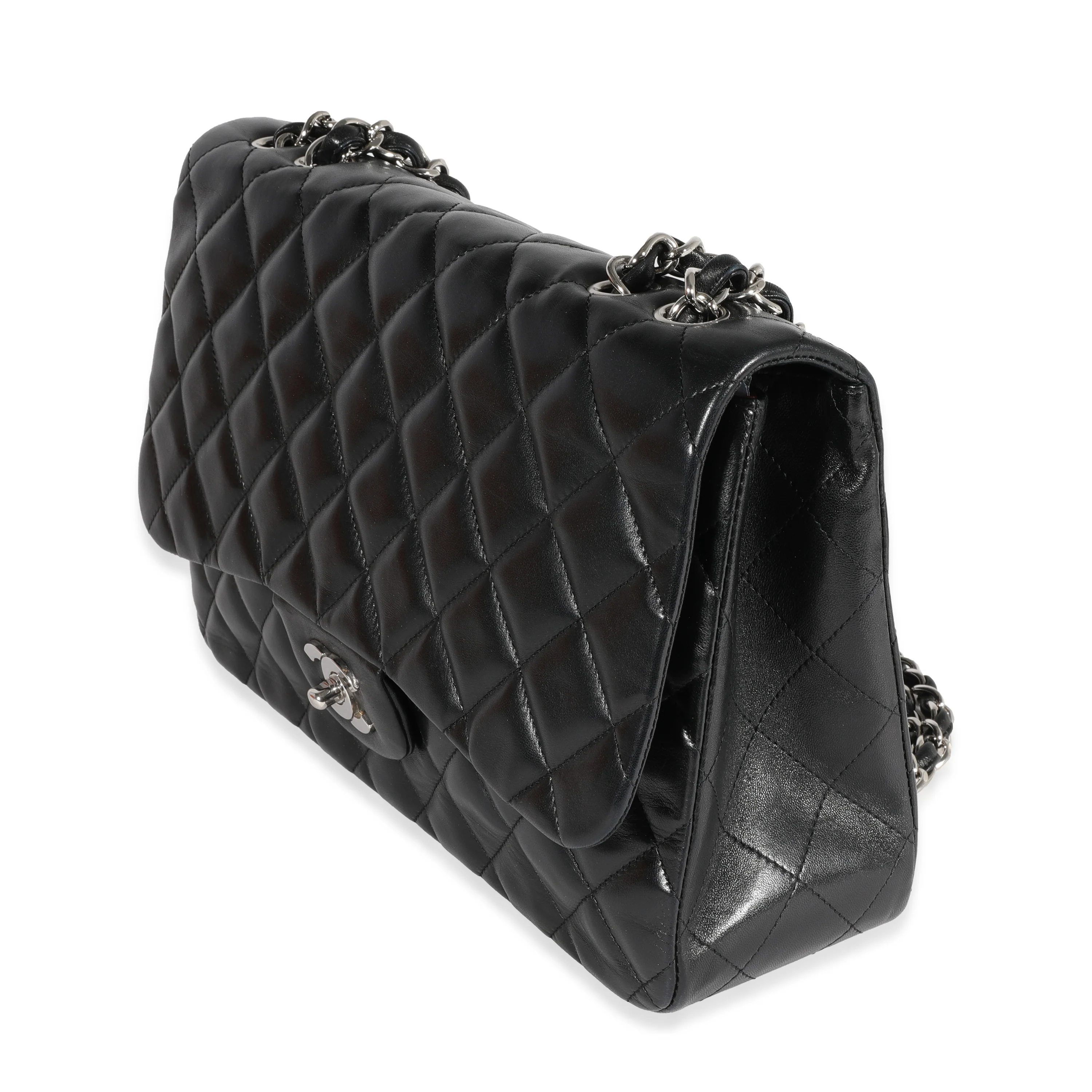 Black Quilted Lambskin Jumbo Classic Single Flap Bag - Image 2