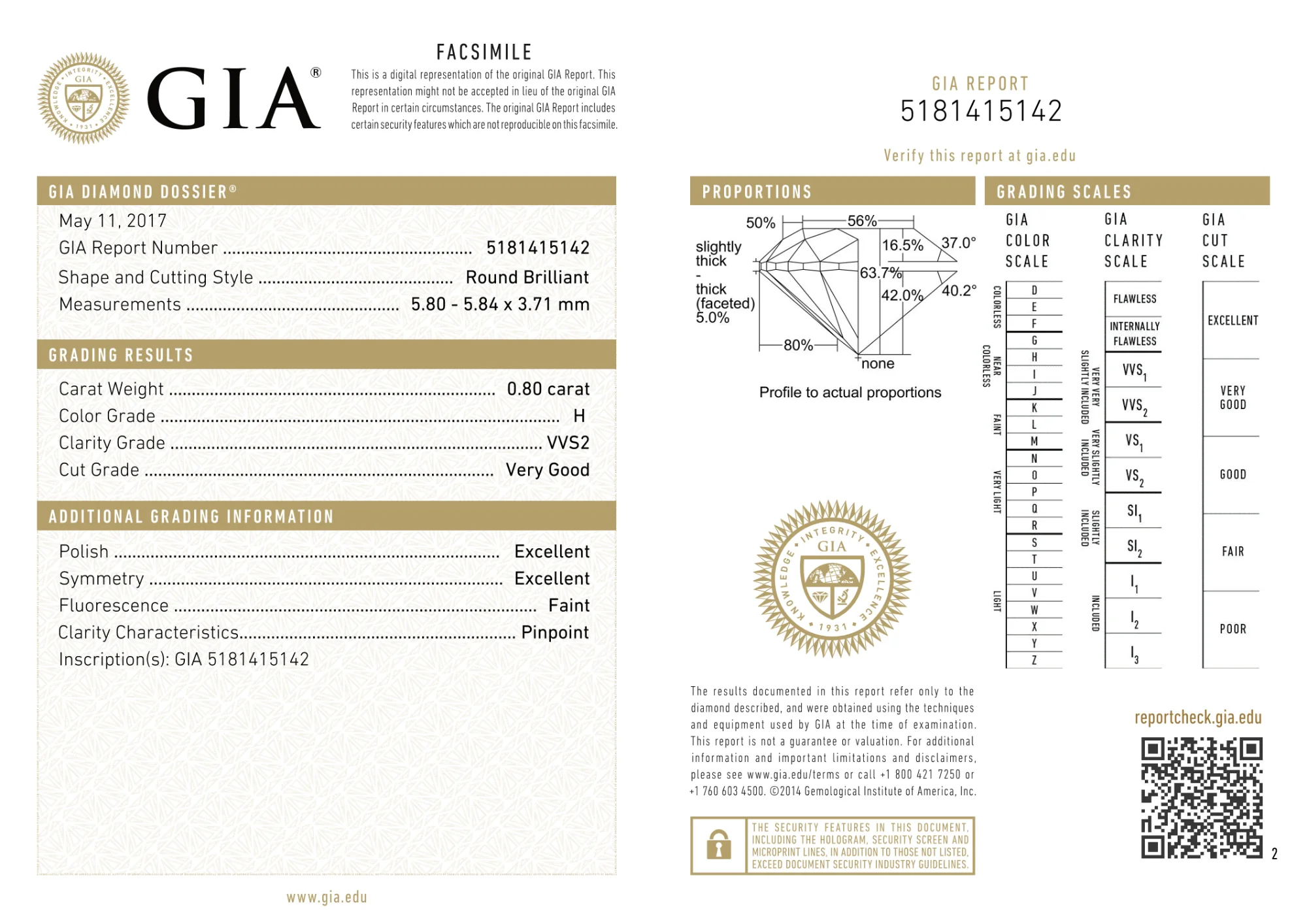 GIA Certified 0.80 Ct Round cut H VVS2 Loose Diamond - Image 2