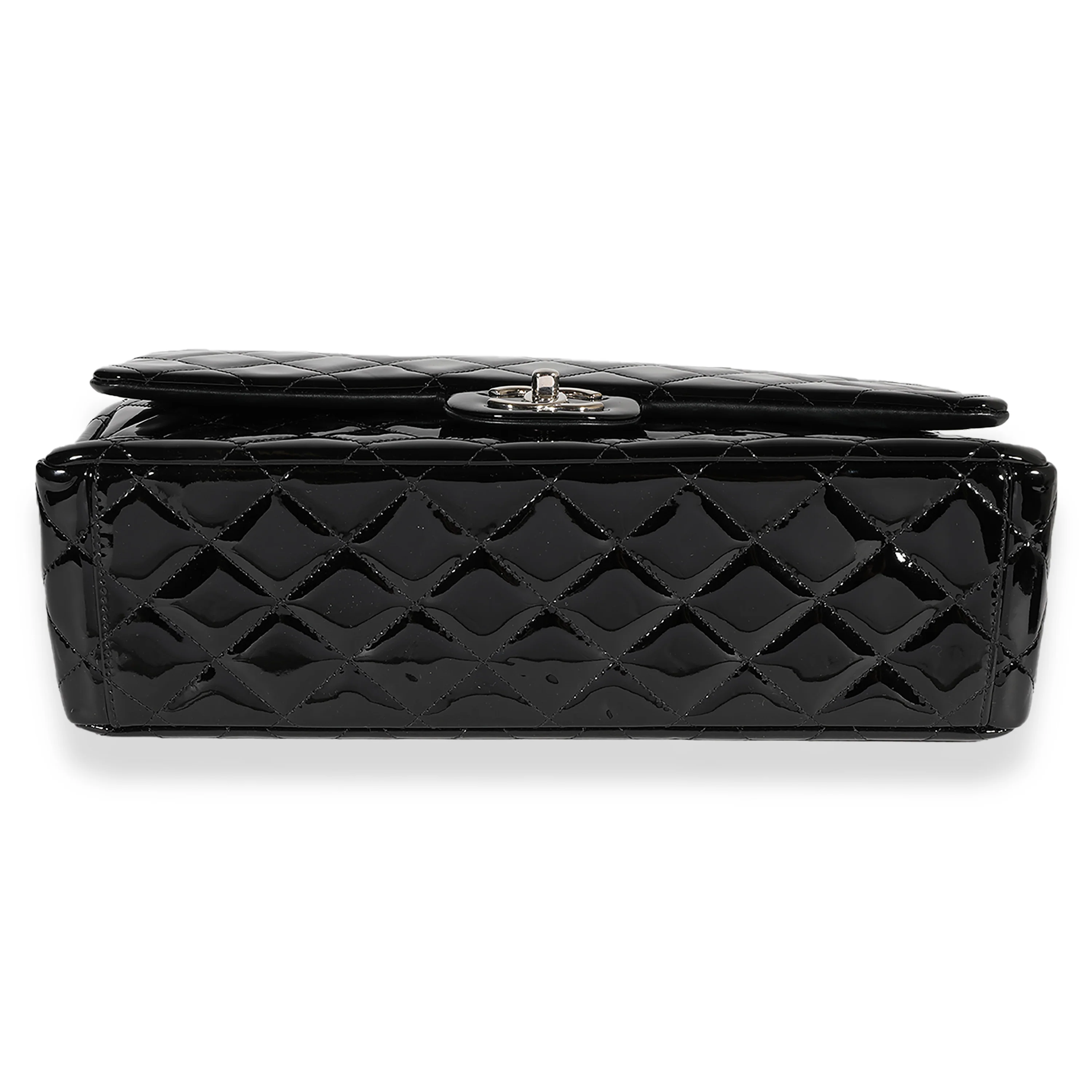 Black Quilted Patent Leather Maxi Classic Double Flap Bag - Image 5