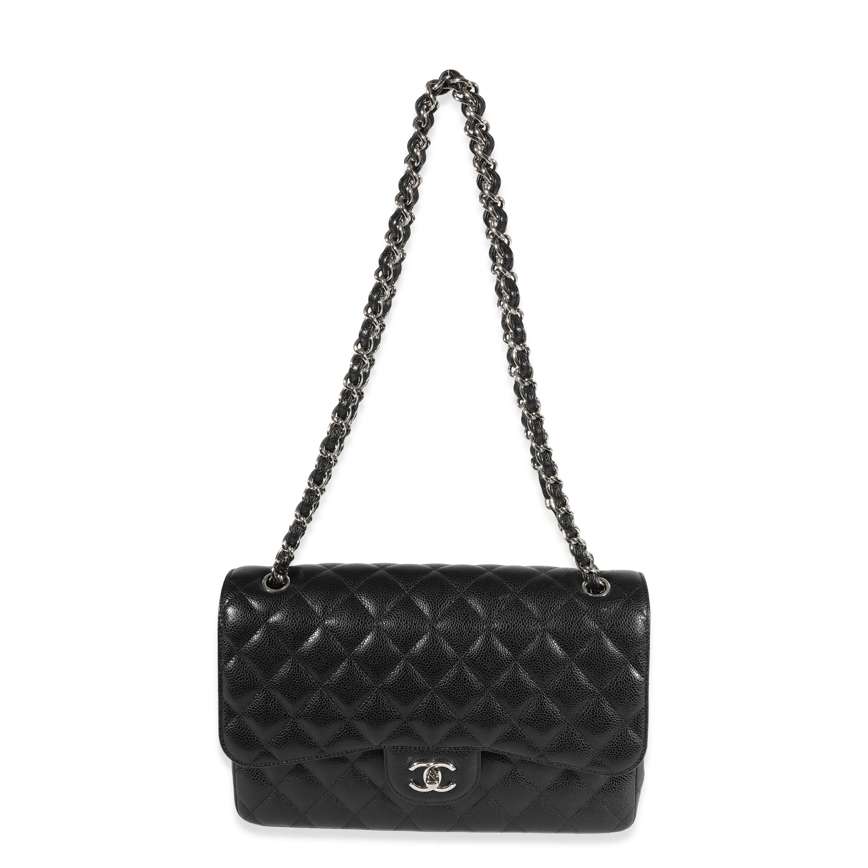Chanel Black Quilted Caviar Jumbo Classic Double Flap Bag - Image 4
