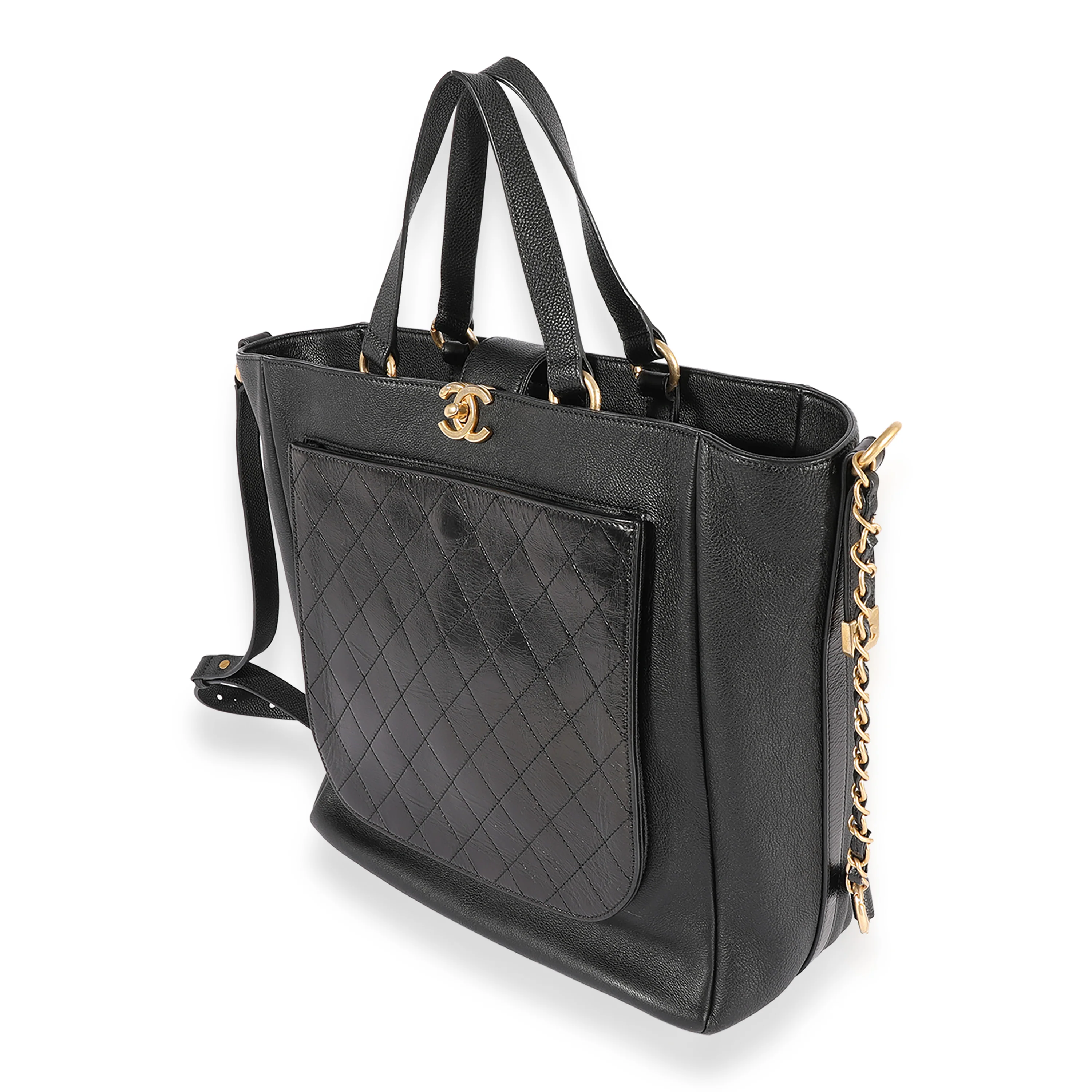 Chanel Black Quilted Calfskin Shopping Tote - Image 2