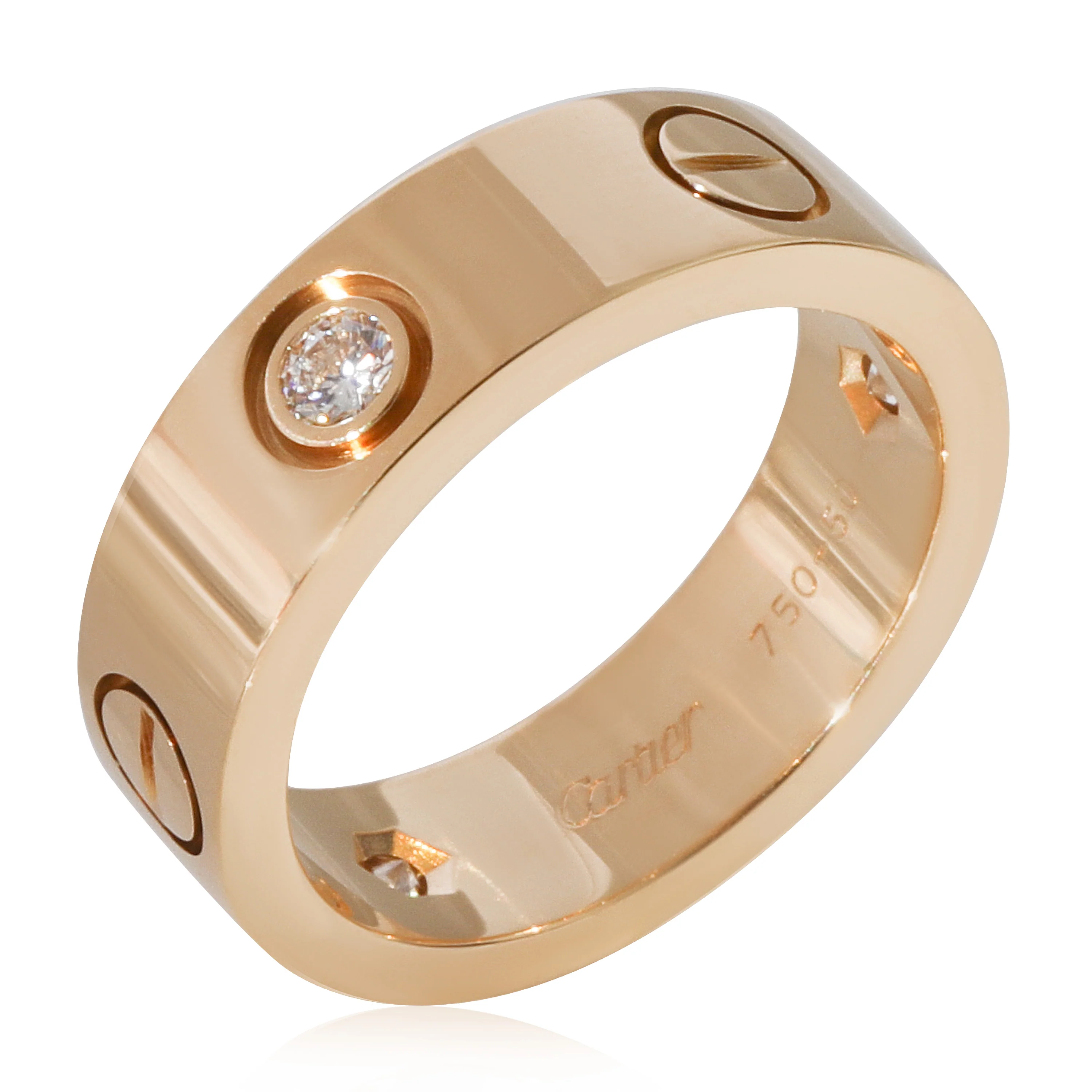 Cartier Love 3 Diamond Ring in 18k Yellow Gold 0.22 CTW - Image 3