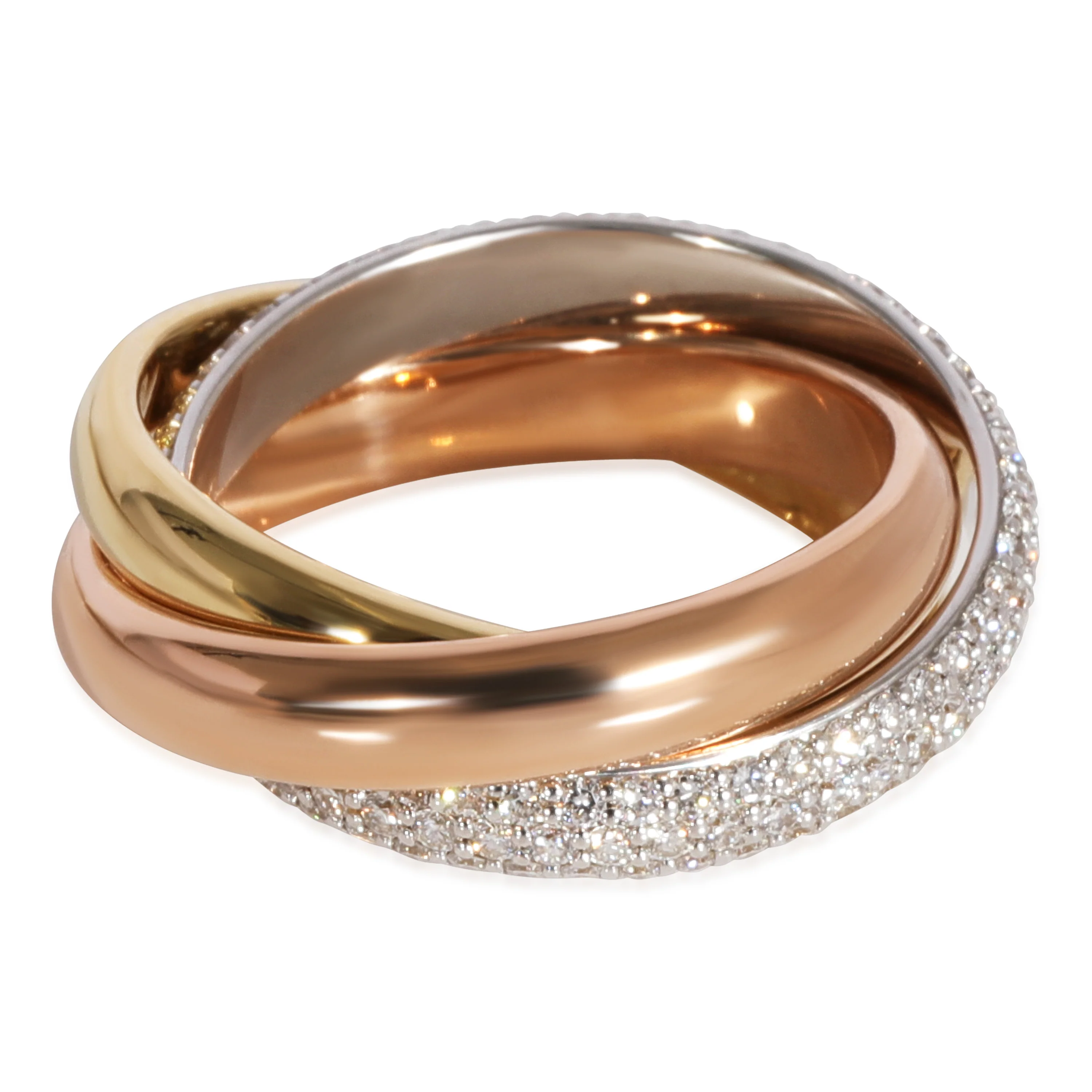 Trinity Diamond Ring in 18K 3 Tone Gold 0.99 CTW - Image 2